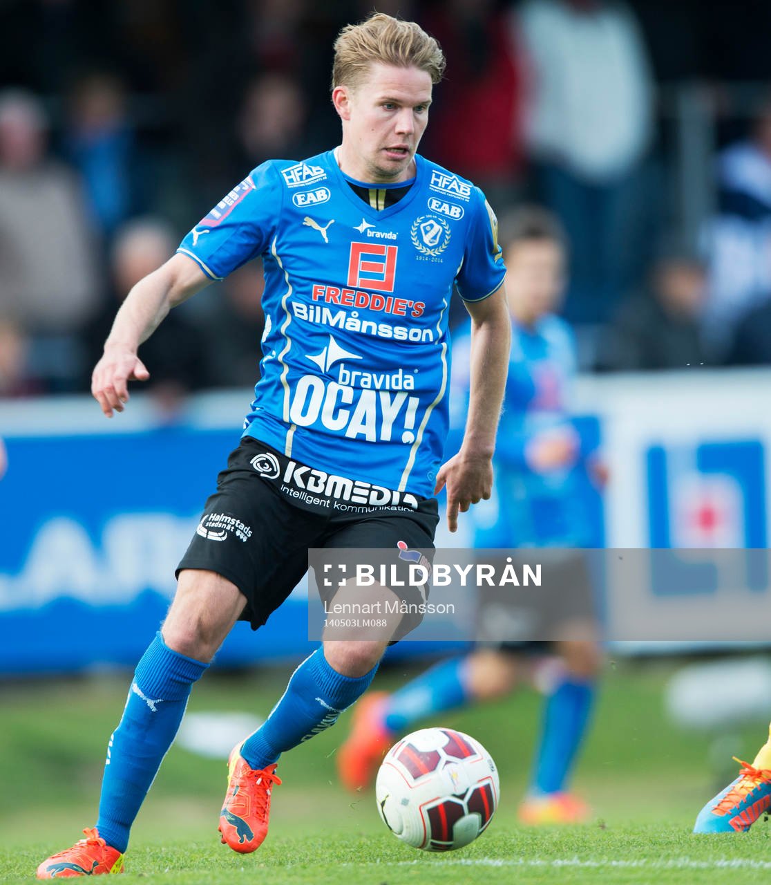 Halmstads Johan Blomberg i matchen i allsvenskan mellan