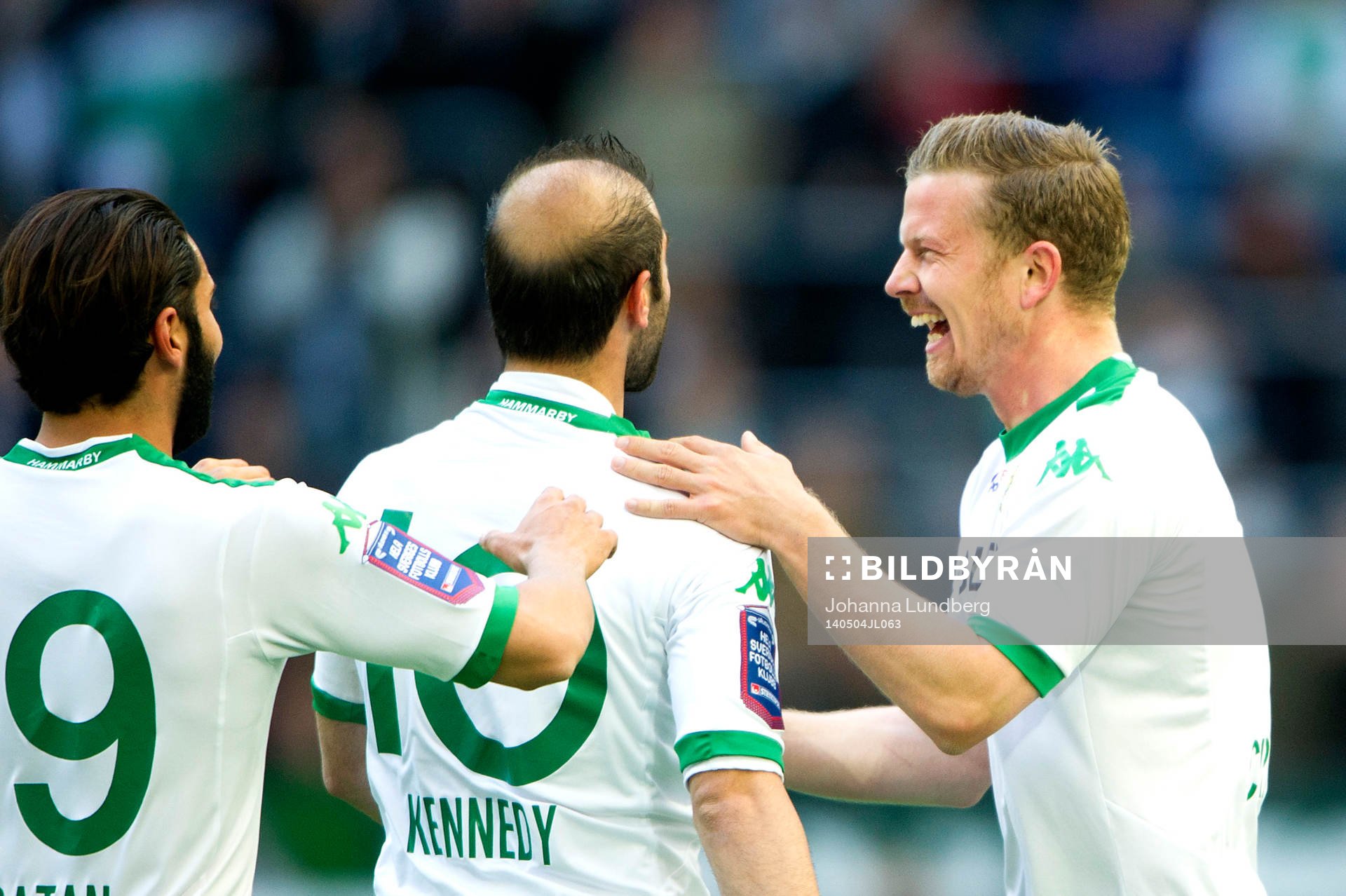 Hammarbys Thomas Guldborg Christensen (tv) jublar och