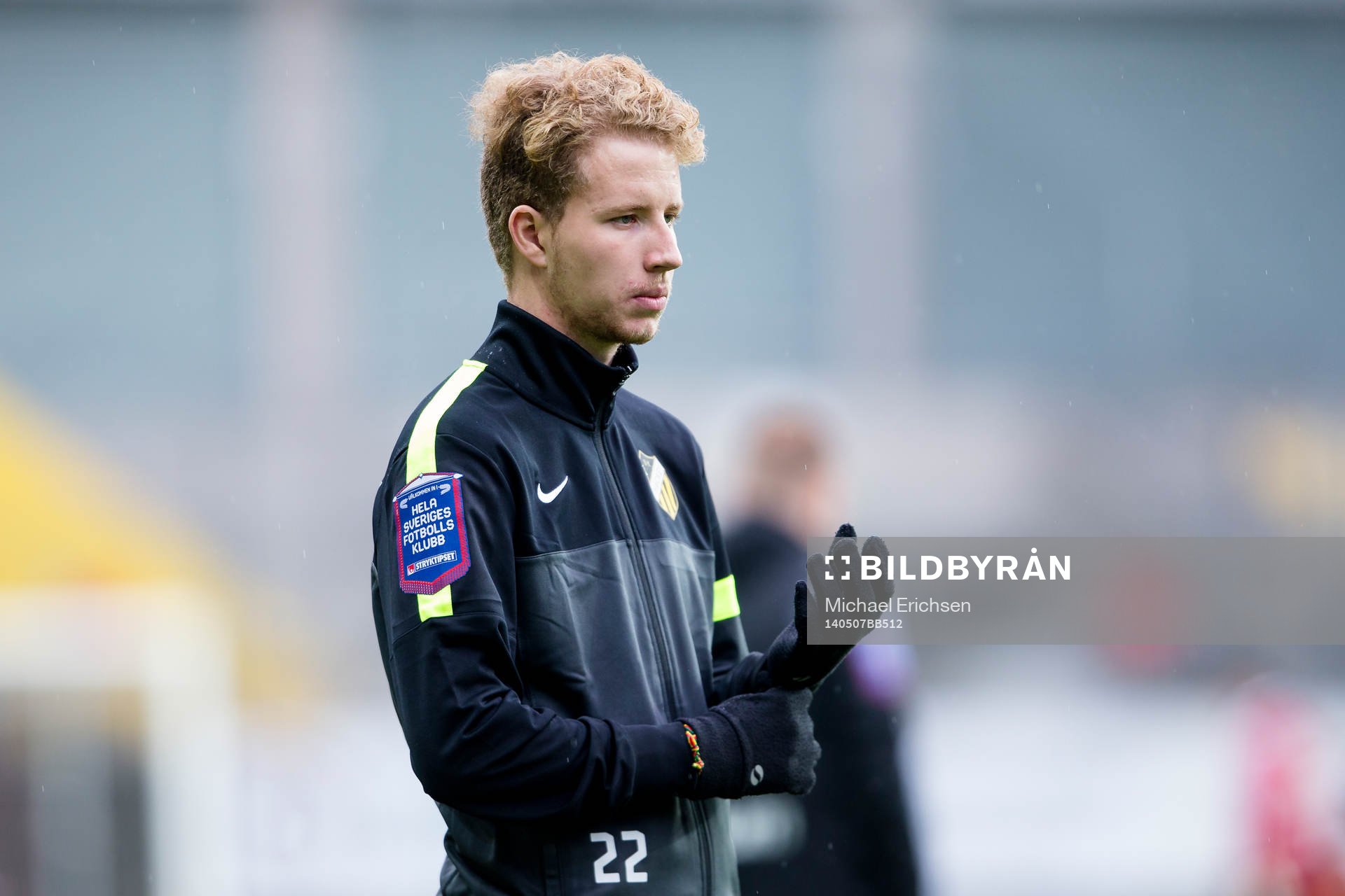 Häckens Samuel Gustafson innan fotbollsmatchen i