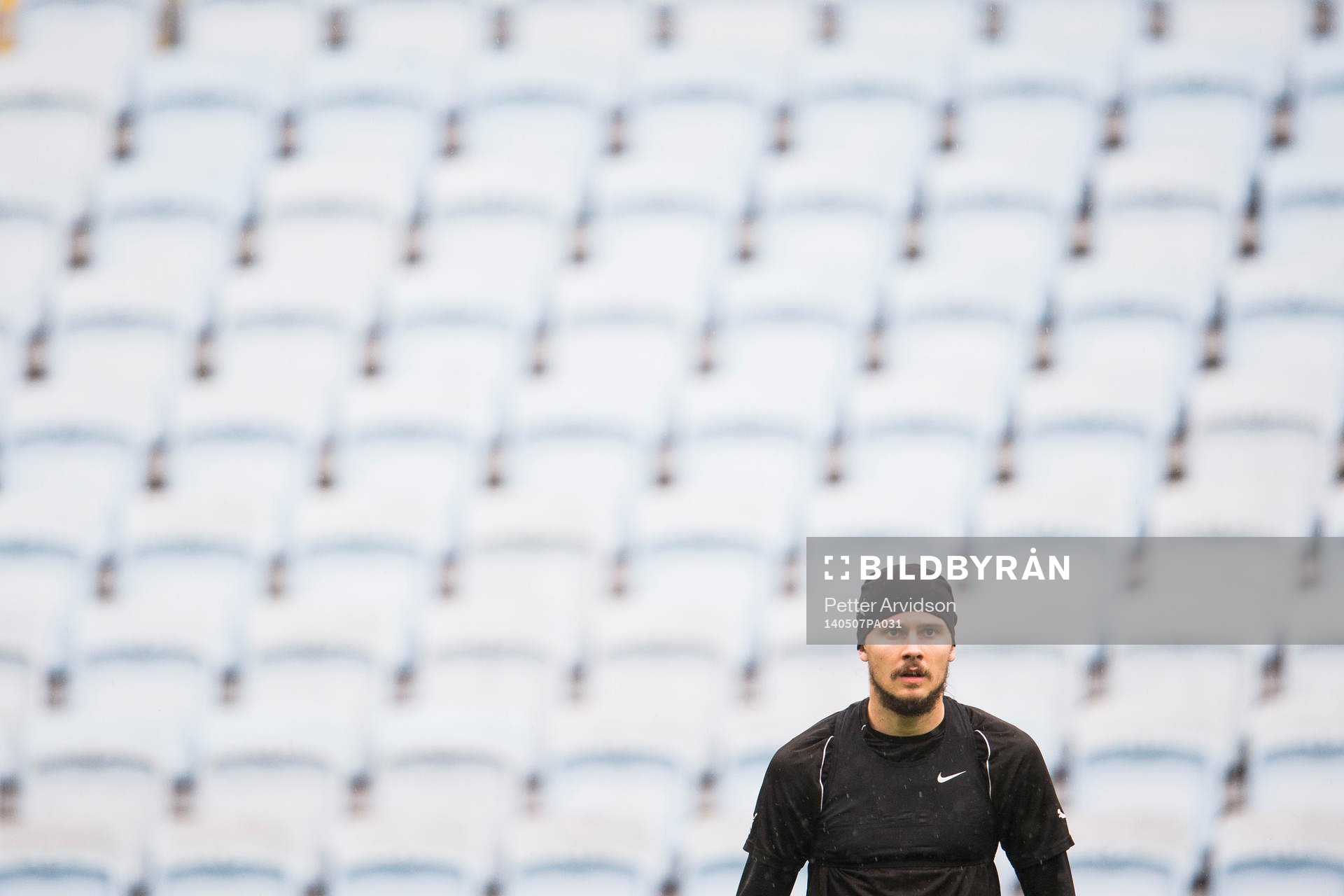Malmö FFs Erik Johansson under Malmö FFs träning inför derbyt mot Helsingborg den 7 maj 2014 i Malmö.