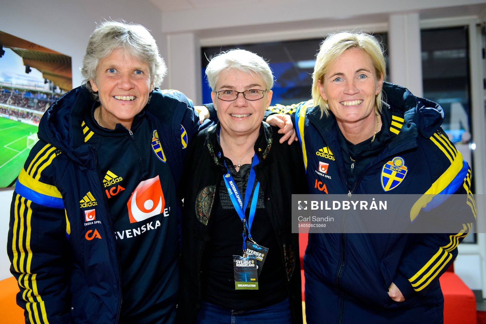 Sveriges förbundskapten Pia Sundhage, Ann Jansson och