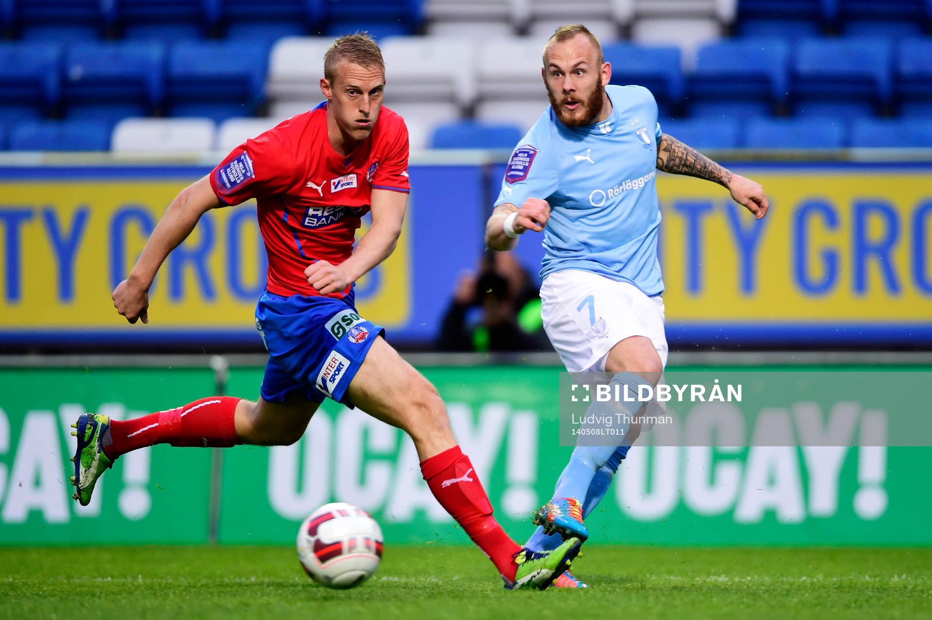 Helsingborgs Peter Larsson och Malmö FFs Magnus Eriksson