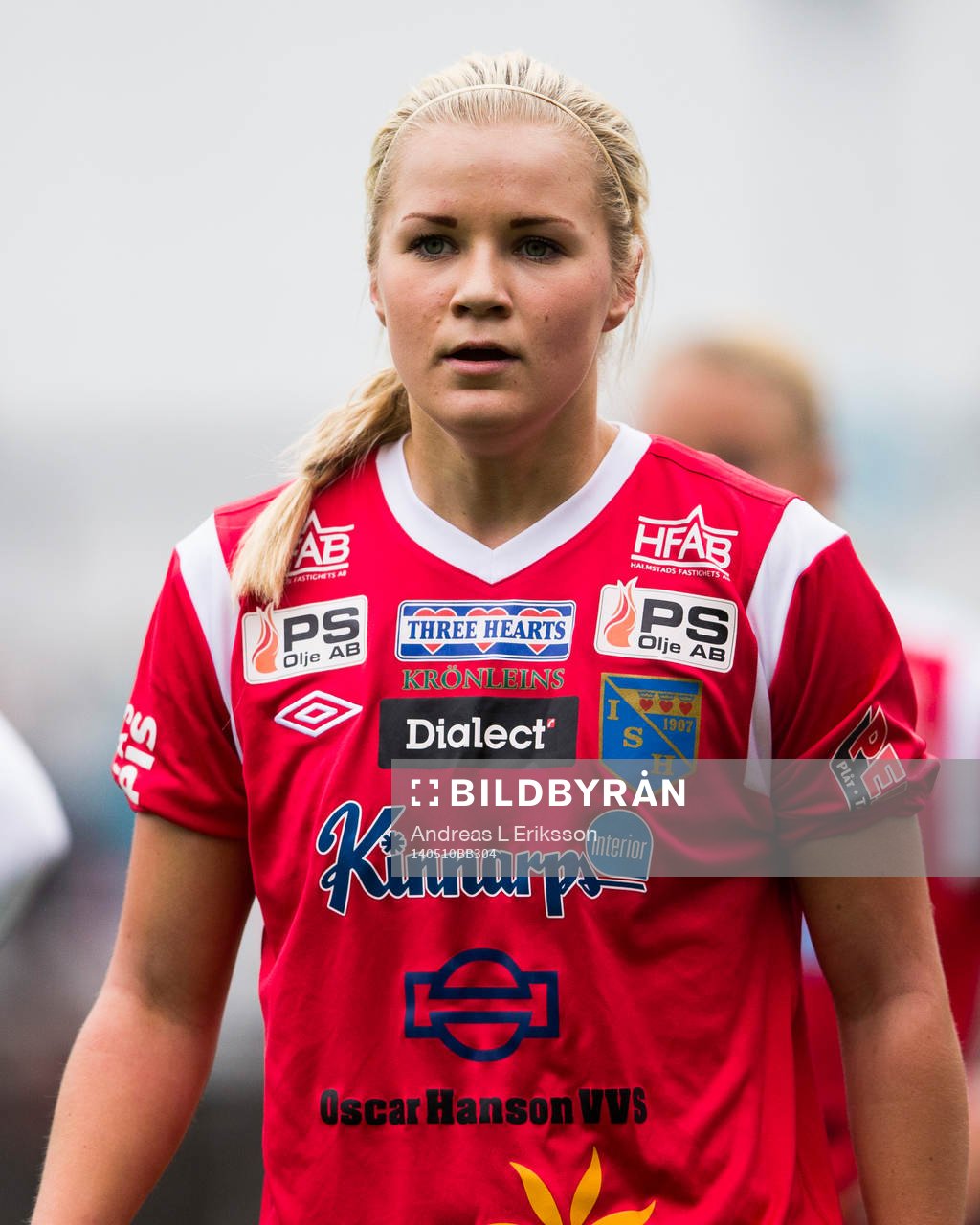 Halmias Amanda Johnsson Haahr under fotbollsmatchen i Elitettan mellan Hammarby och Halmia den 10 maj 2014 i Stockholm. 