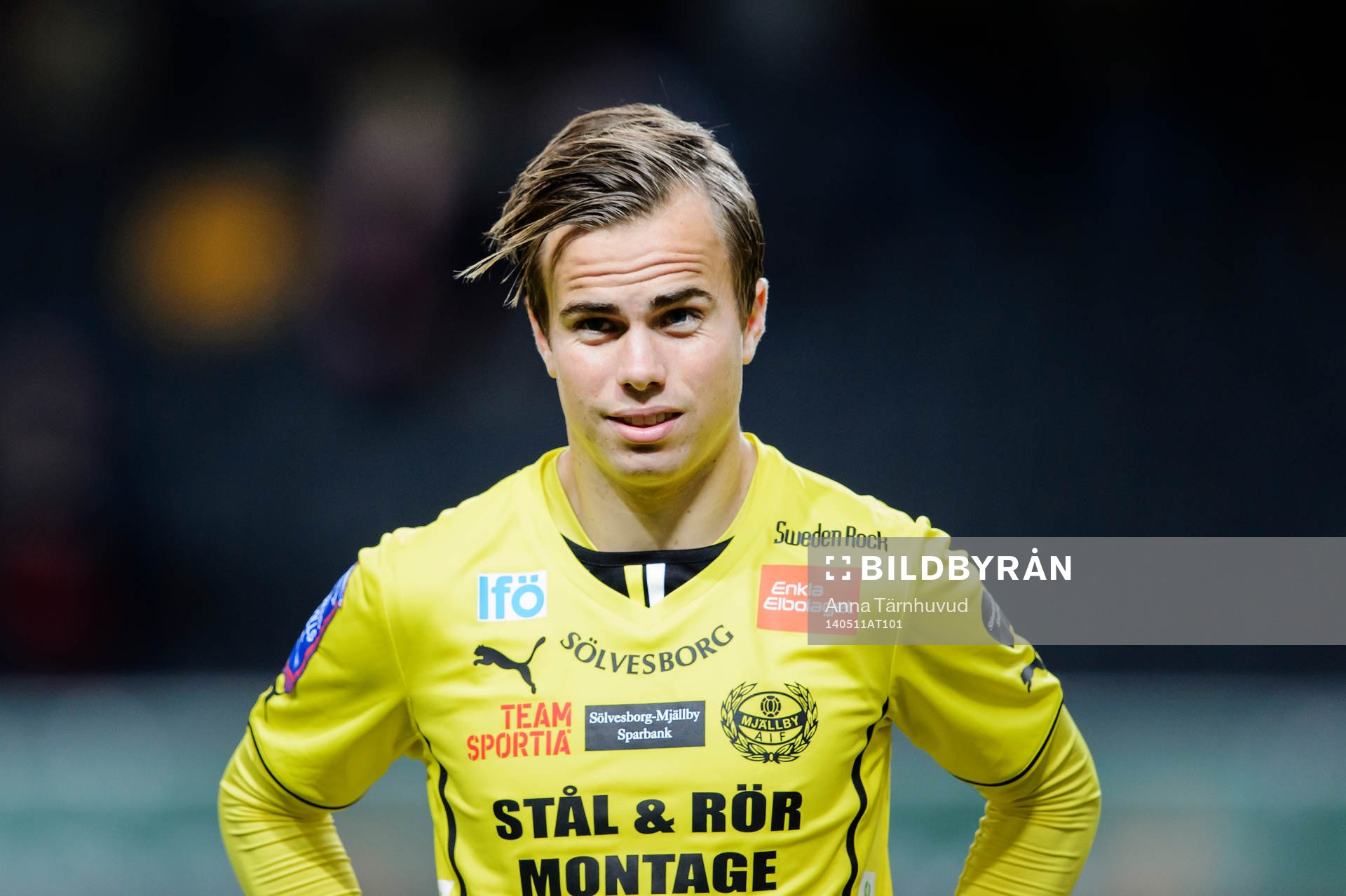 Porträtt på Mjällbys Robin Strömberg innan