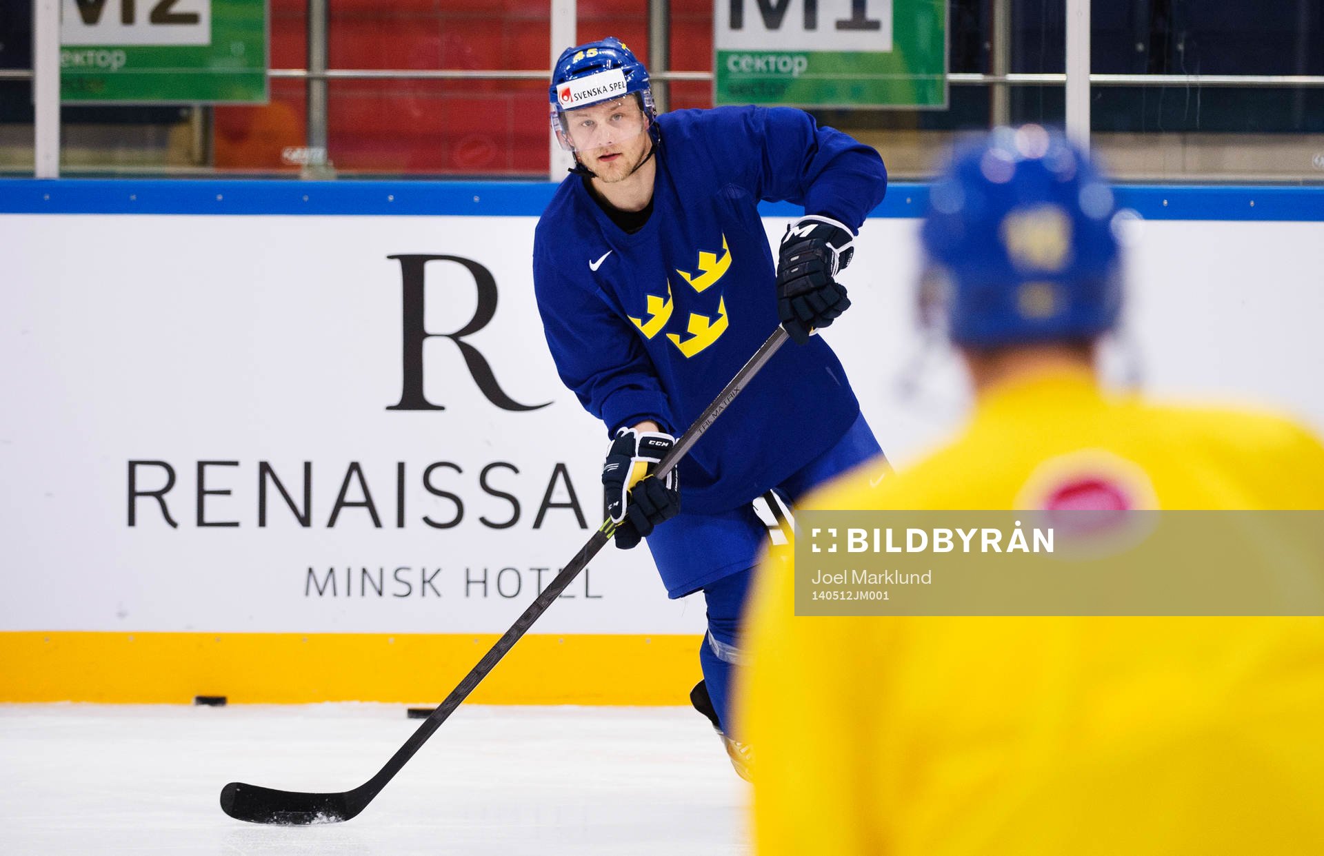Oscar Möller på Sveriges träning