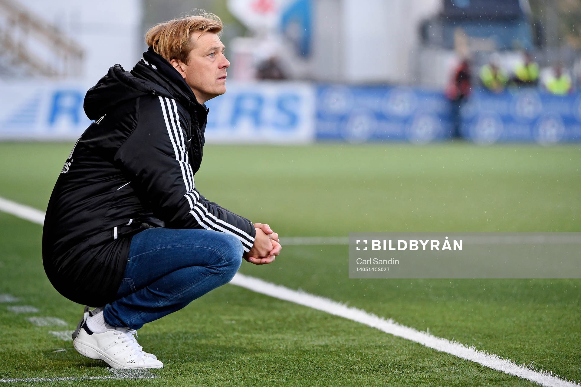 Tyresös tränare Tony Gustavsson under fotbollsmatchen i damallsvenskan mellan Kopparbergs Göteborg och Tyresö den 14 maj 2014 i Göteborg.