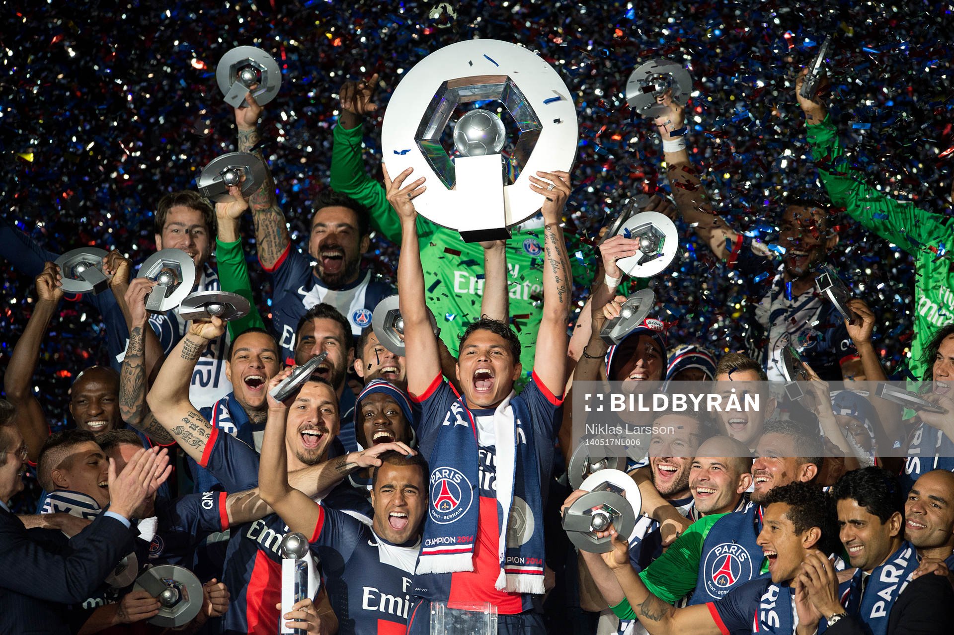 Tiago Silva, Zlatan Ibrahimovic och övriga spelare i Paris