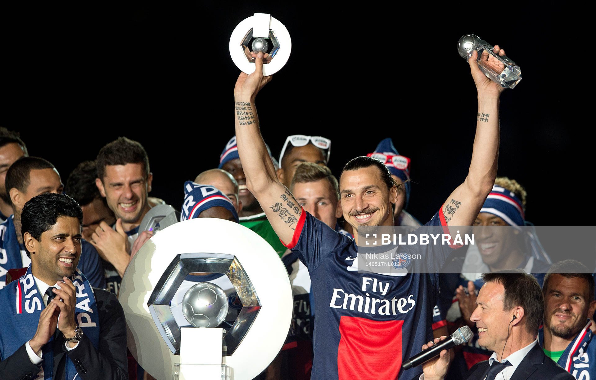 Zlatan Ibrahimovic och övriga spelare i Paris Saint