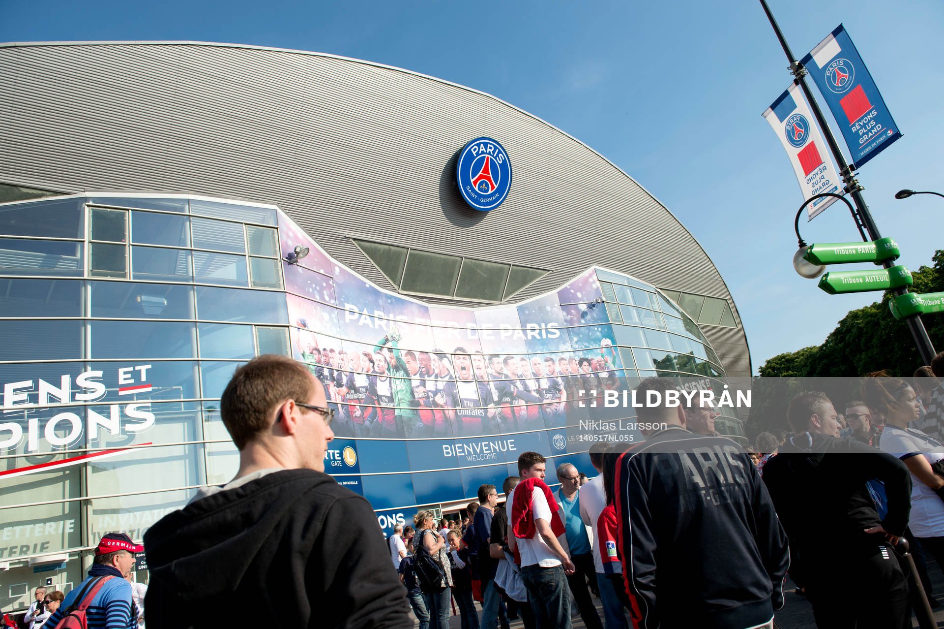 Parc des Princes innan en fotbollsmatch i Ligue 1 mellan