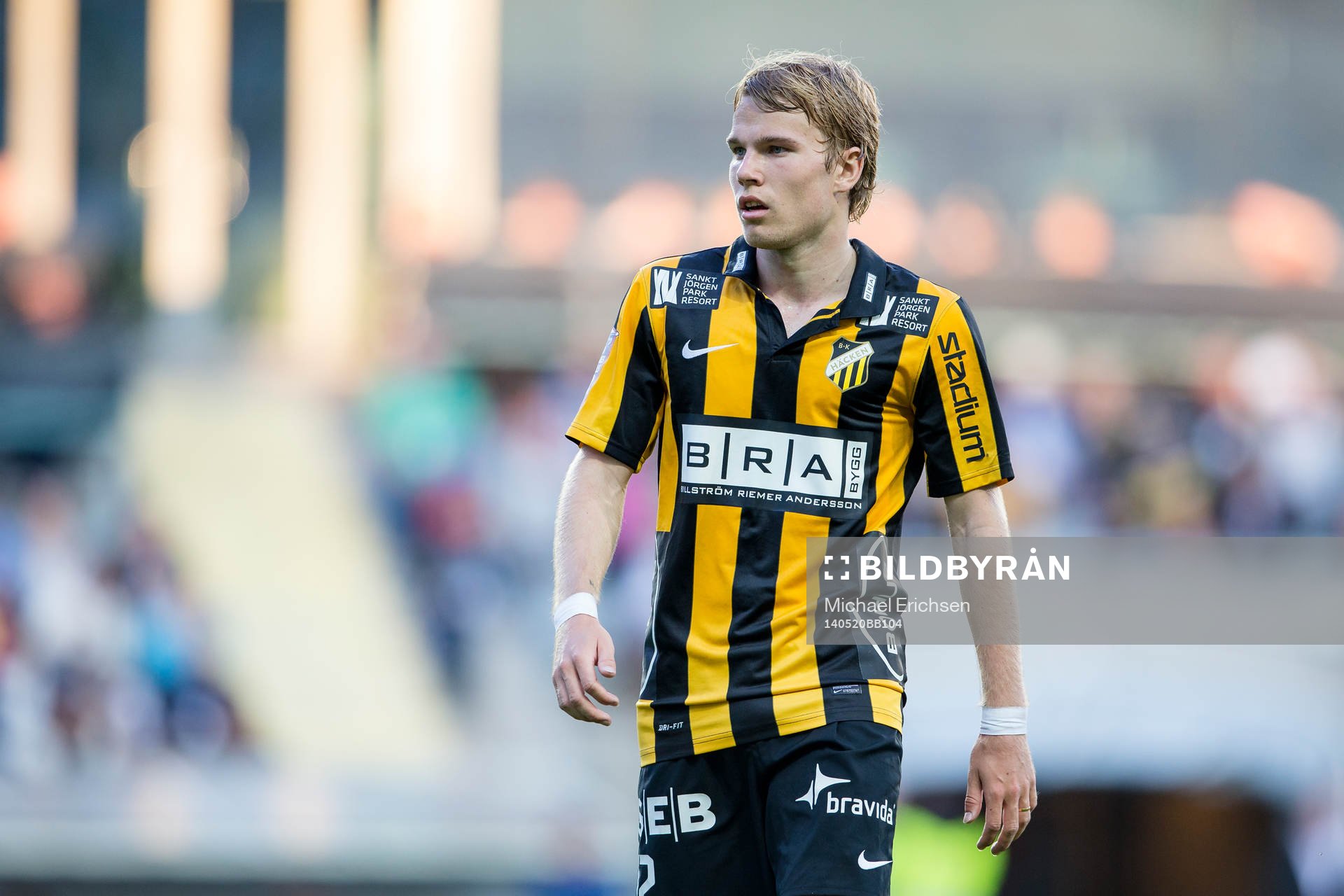 Häckens Oscar Lewicki under fotbollsmatchen i Allsvenskan mellan Häcken - Kalmar den 20 maj 2014 i Göteborg.
