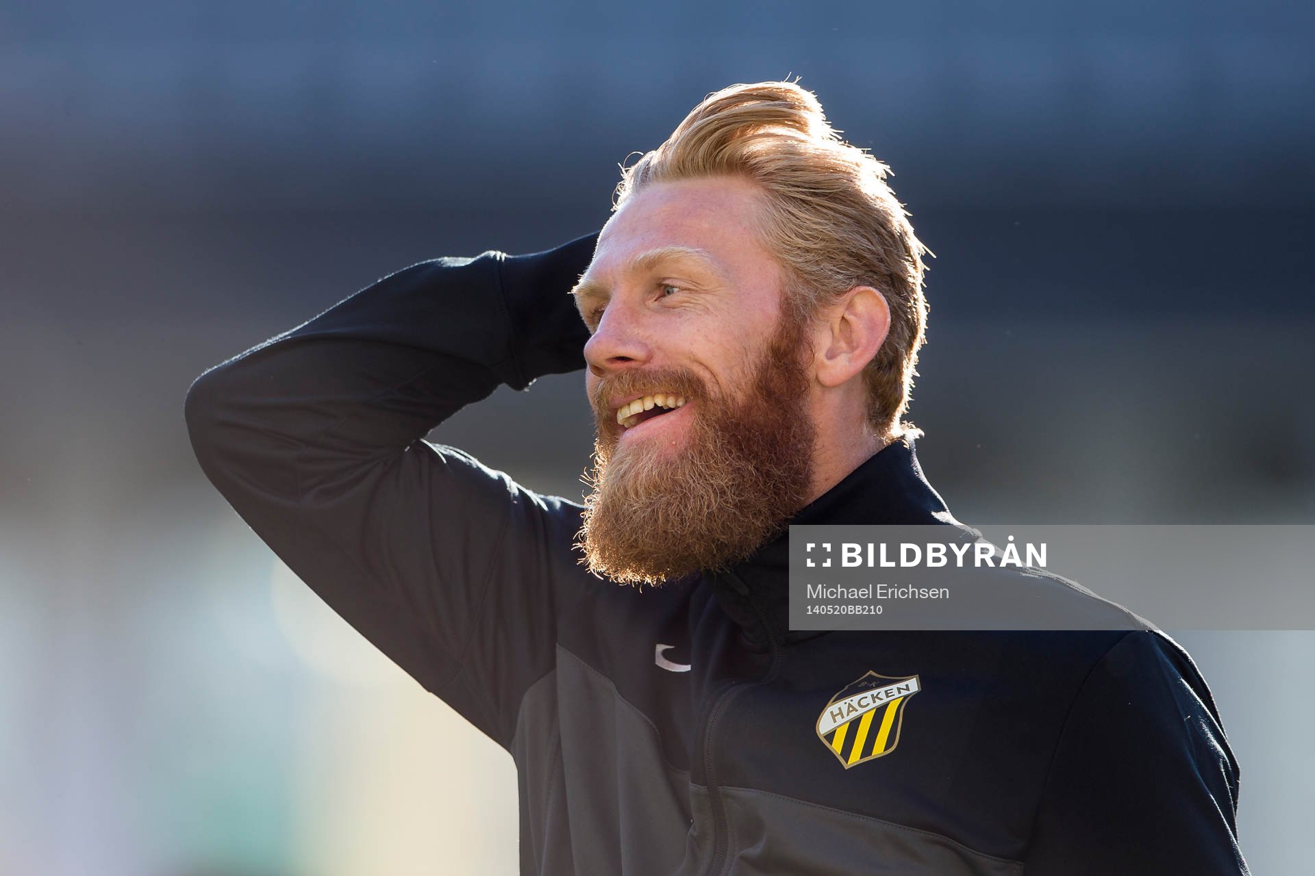 Häckens Fredrik Björck under uppvärmningen innan fotbollsmatchen i Allsvenskan mellan Häcken - Kalmar den 20 maj 2014 i Göteborg.