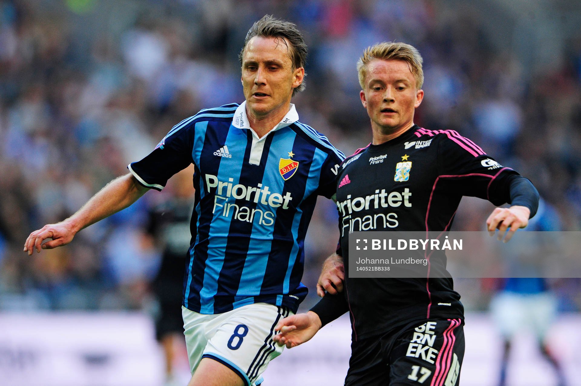 Djurgårdens Andreas Johansson  och IFK Göteborgs Sam