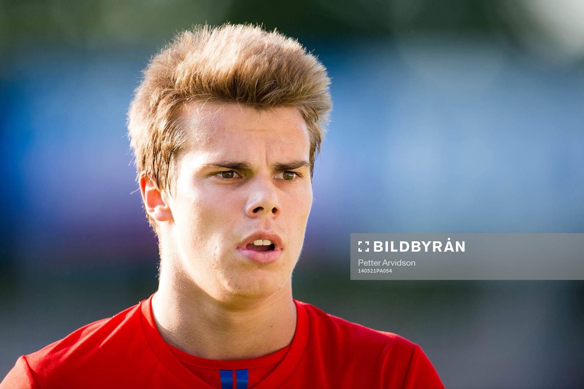 Helsingborgs Elias Andersson under den allsvenska fotbollsmatchen mellan Helsingborg och Åtvidaberg den 21 maj 2014 i Helsingborg.