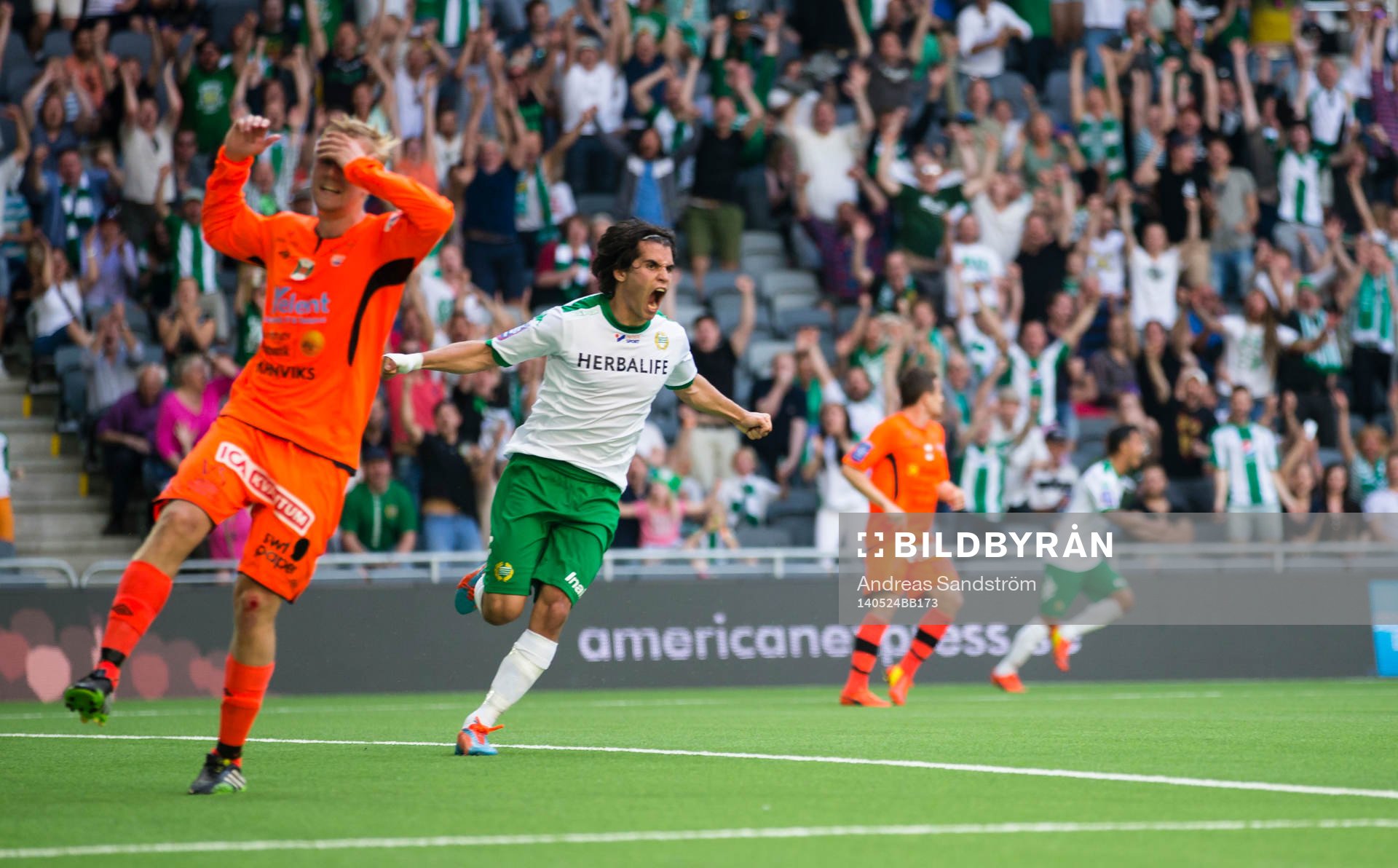 Hammarbys Lars Mendonca Fuhre firar sitt 1-0 mål