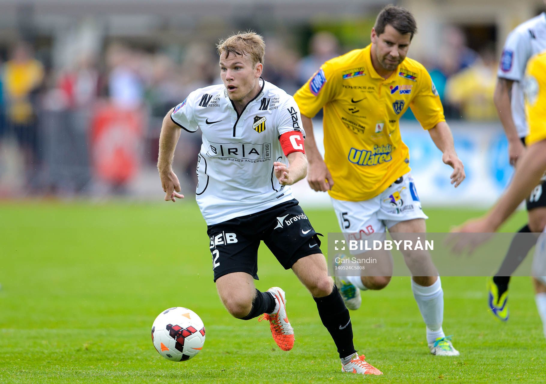 Häckens Oscar Lewicki under fotbollsmatchen i allsvenskan mellan Falkenberg och Häcken den 24 maj 2014 i Falkenberg.