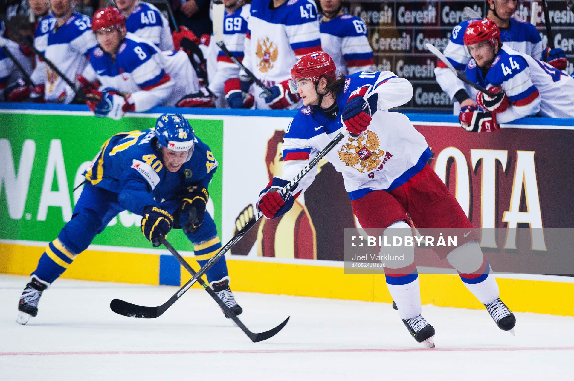 Sveriges Dennis Rasmussen och Rysslands Viktor Tikhonov