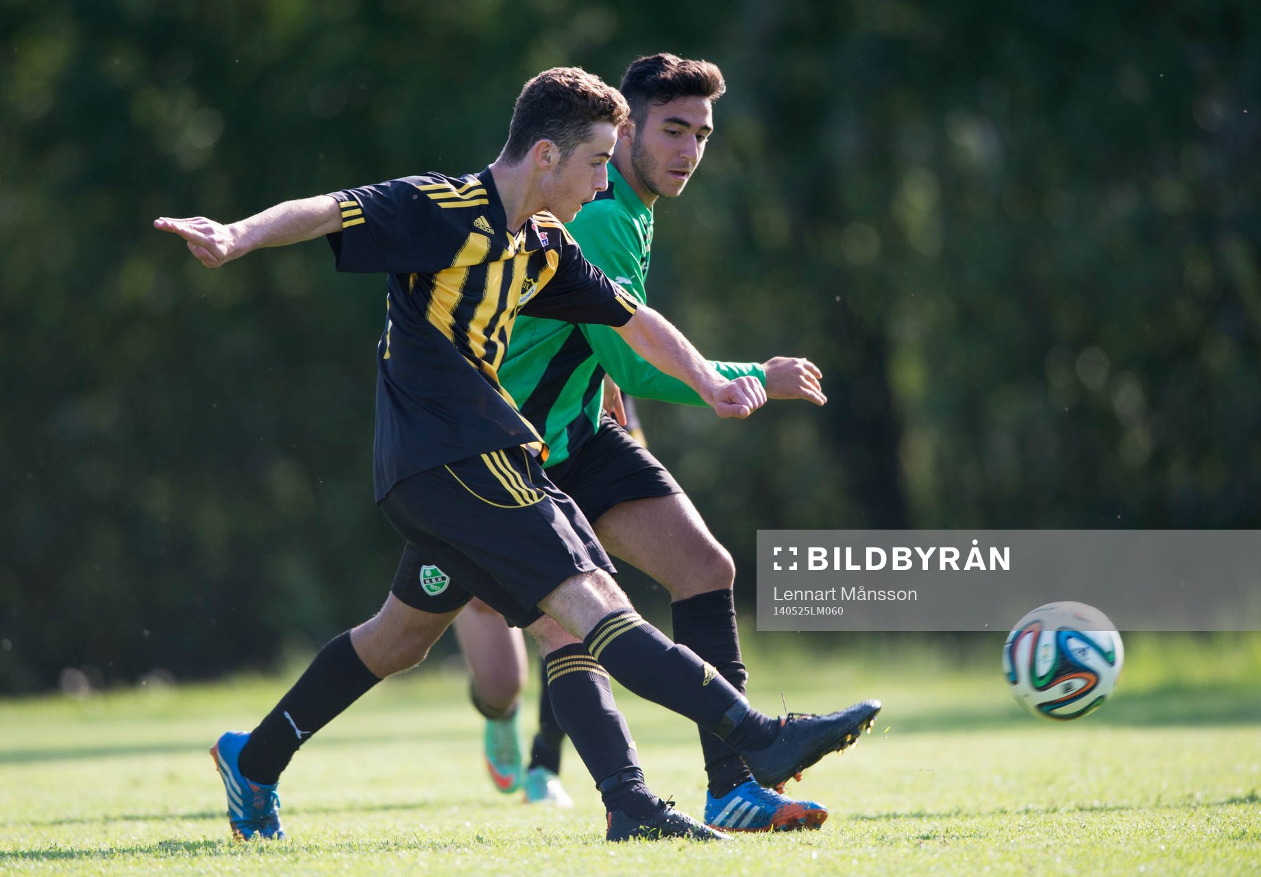 IFK Hässleholms Shpetim Emini  i matchen i juniorallsvenskan mellan IFK Hässleholm och Högaborg i Hässleholm 25 maj  2014.