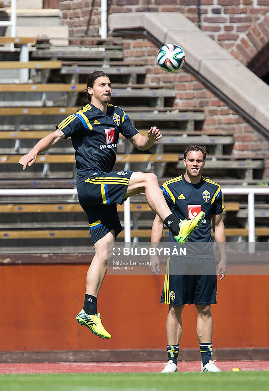 Sveriges Zlatan Ibrahimovic och Johan Elmander