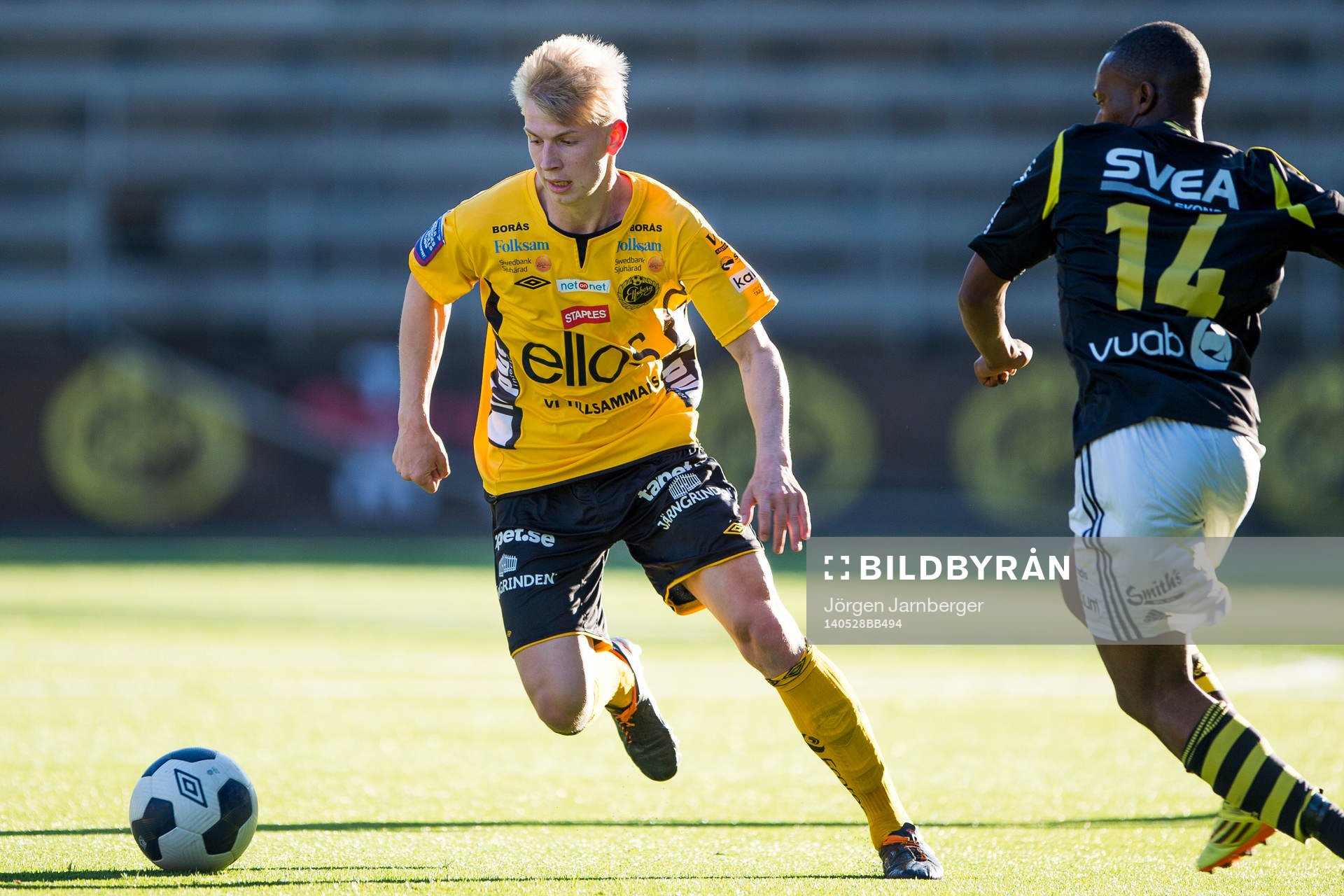 Elfsborgs Hannes Ahlqvist under fotbollsmatchen i Folksam U21 Allsvenskan Norra mellan Elfsborg och AIK den 28 maj 2014 i Borås.