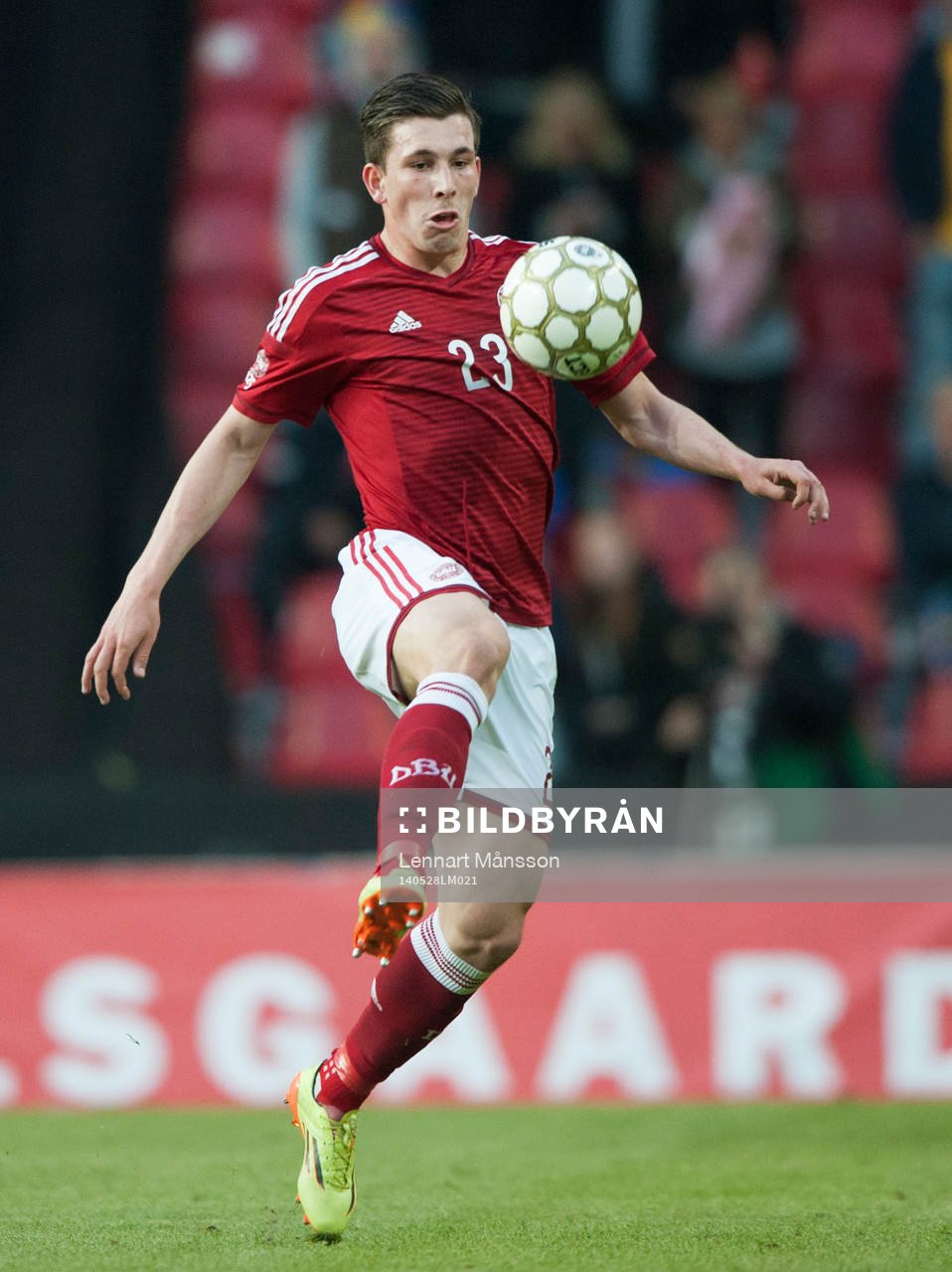   Danmarks Pierre Emile Höjbjerg  i landskampen mellan Danmark och Sverige i Köpenhamn 28 maj  2014.