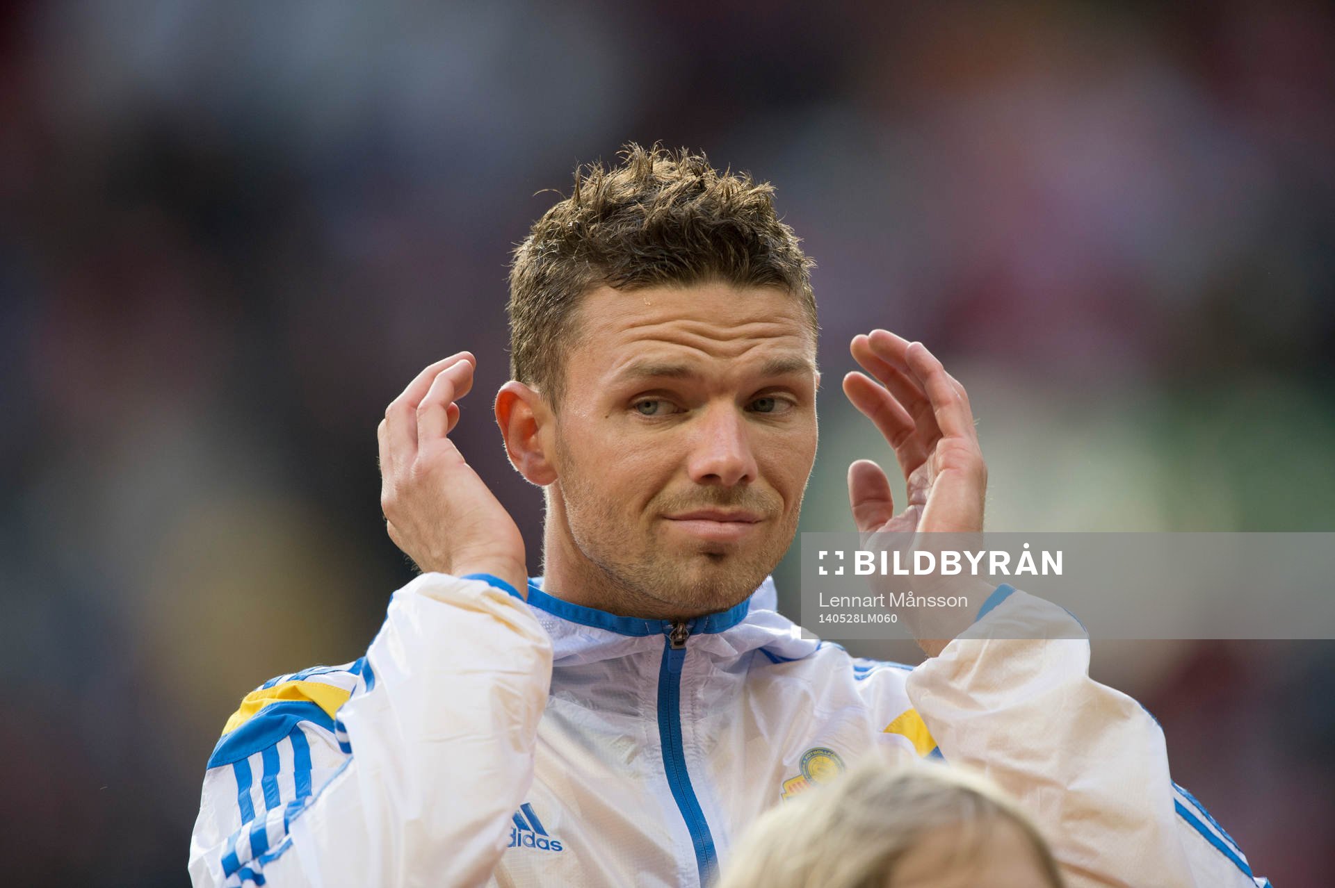 Sveriges Marcus Berg  i landskampen mellan Danmark och