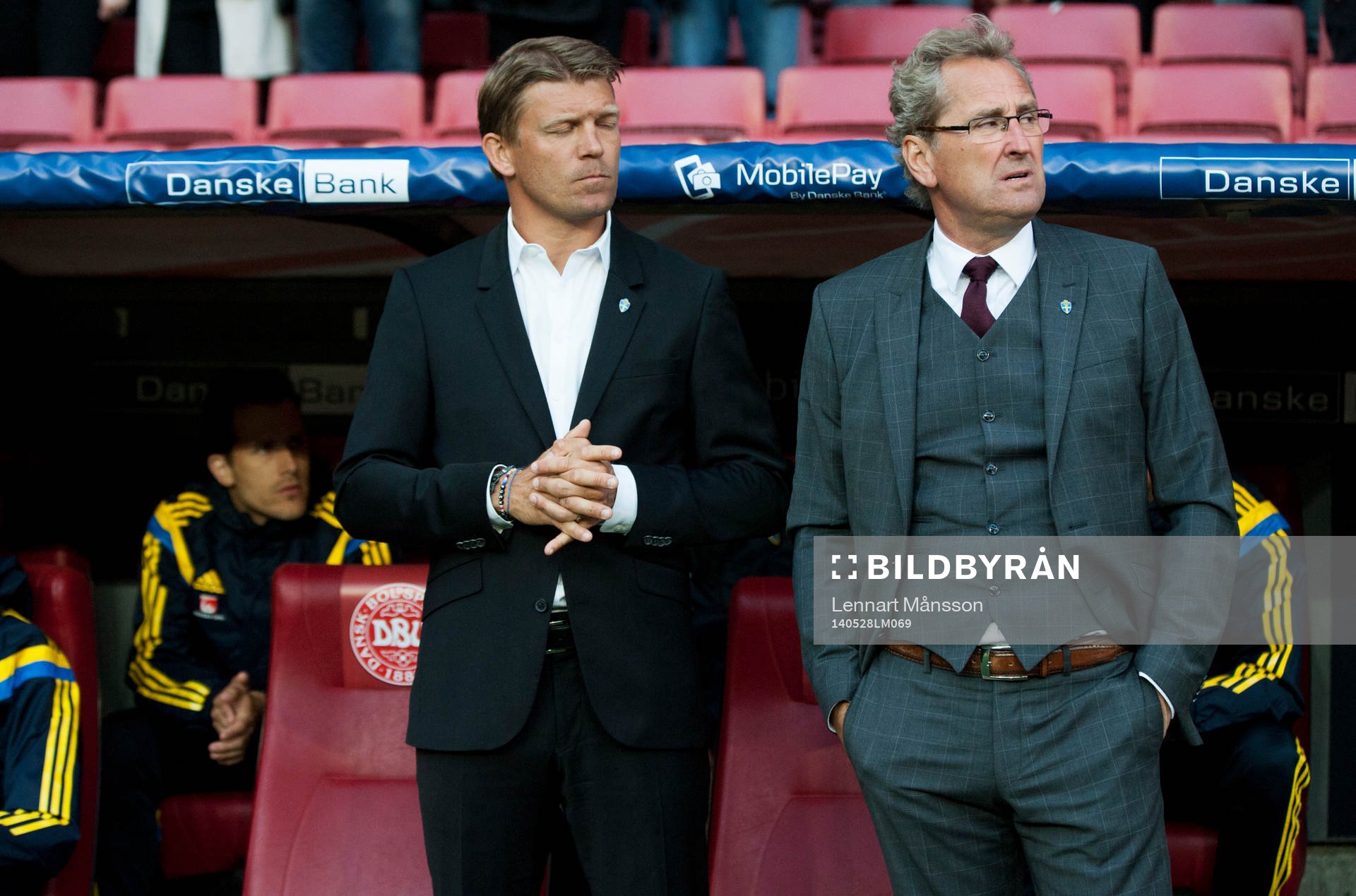 Sveriges förbundskapten Erik Hamrén och Marcus Allbäck