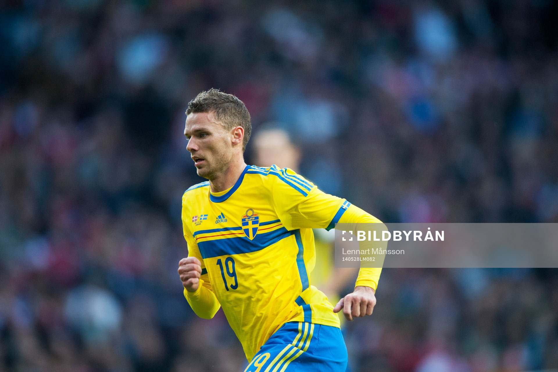 Sveriges Marcus Berg  i landskampen mellan Danmark och