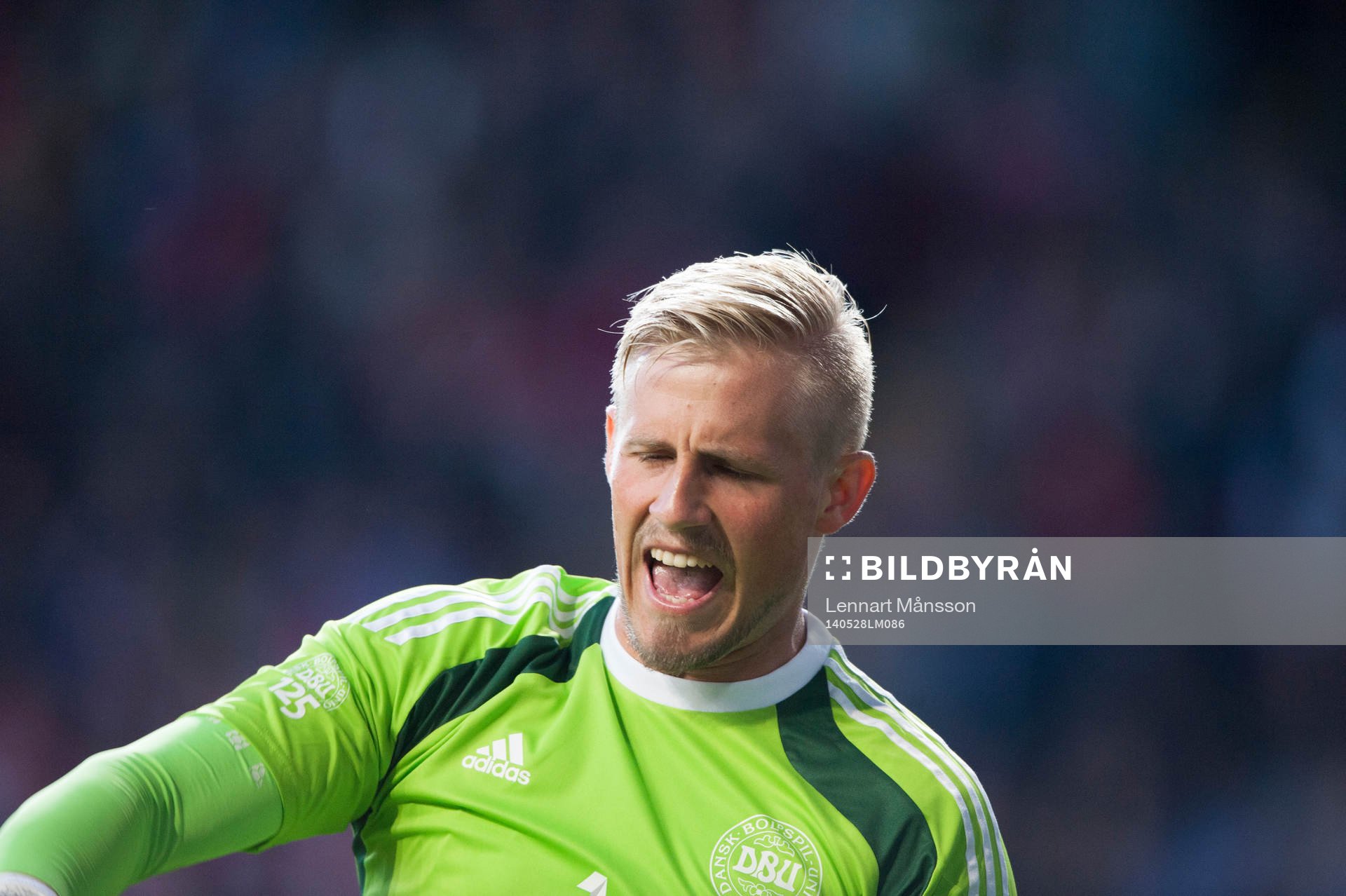 Danmarks målvakt Kasper Schmeichel  i landskampen mellan