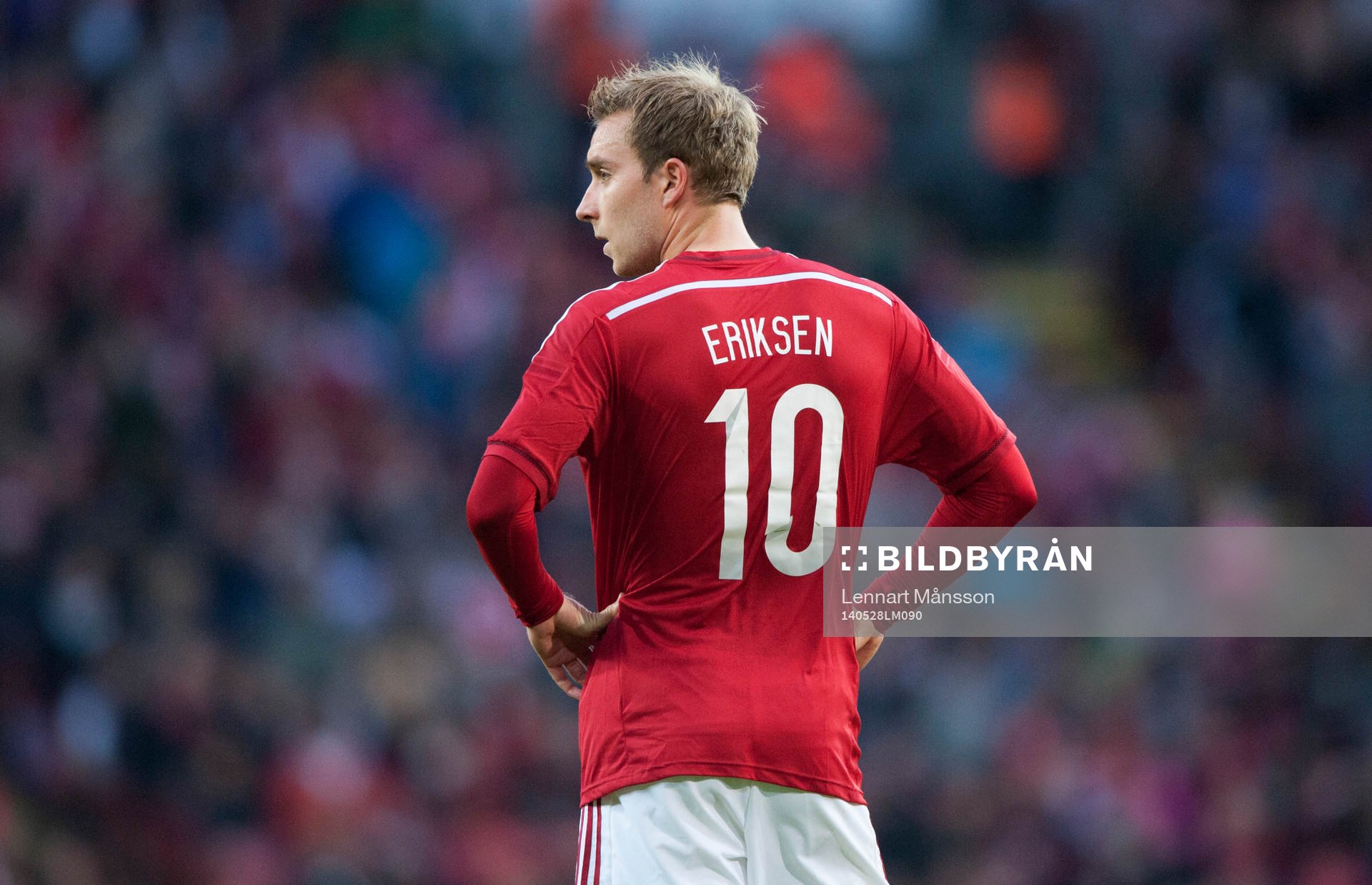 Danmarks Christian Eriksen  i landskampen mellan Danmark och Sverige i Köpenhamn 28 maj  2014.