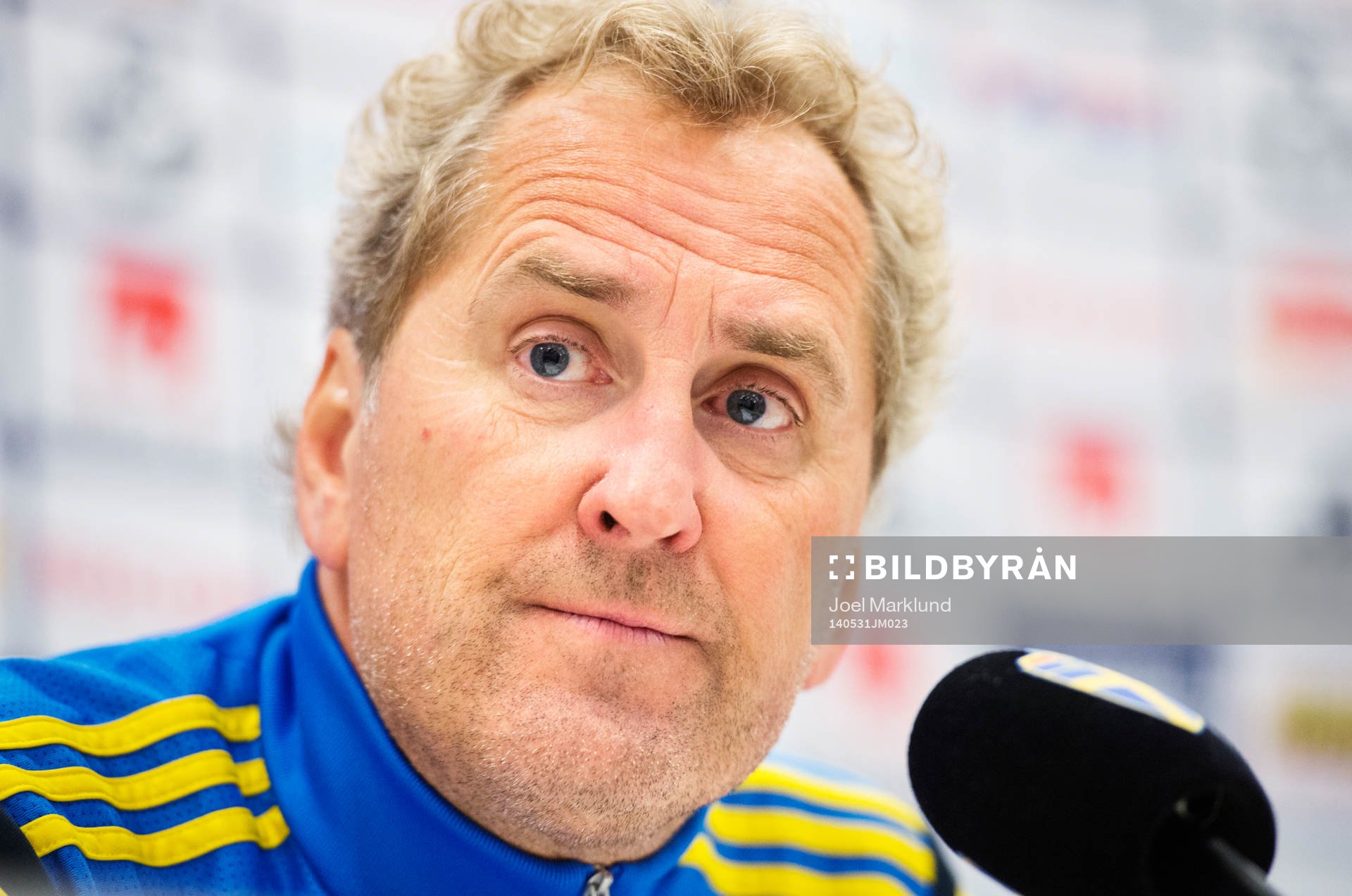 Förbundskapten Erik Hamrén på en presskonferens