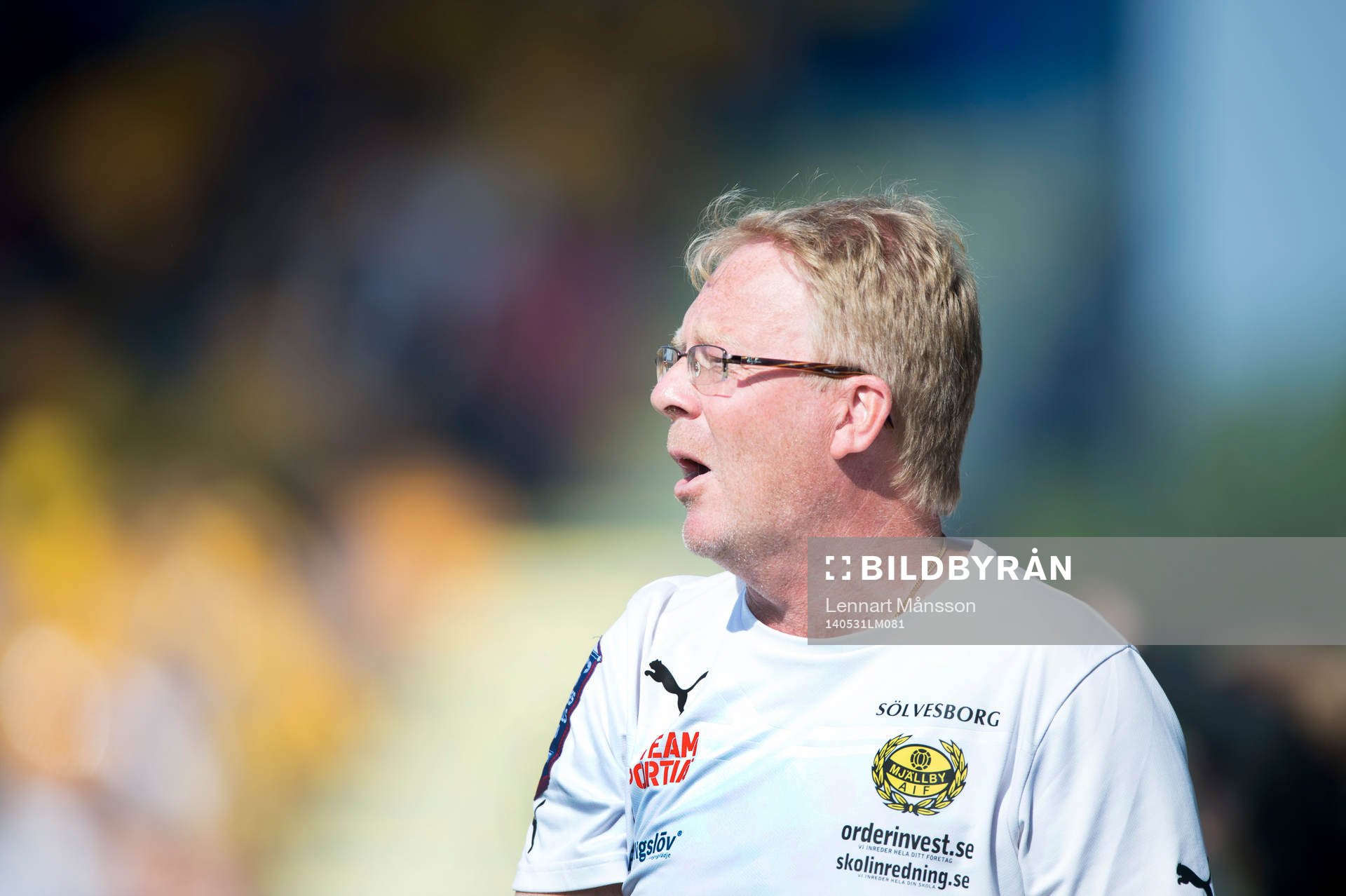 Mjällbys tränare Lars Jacobsson i matchen i allsvenskan