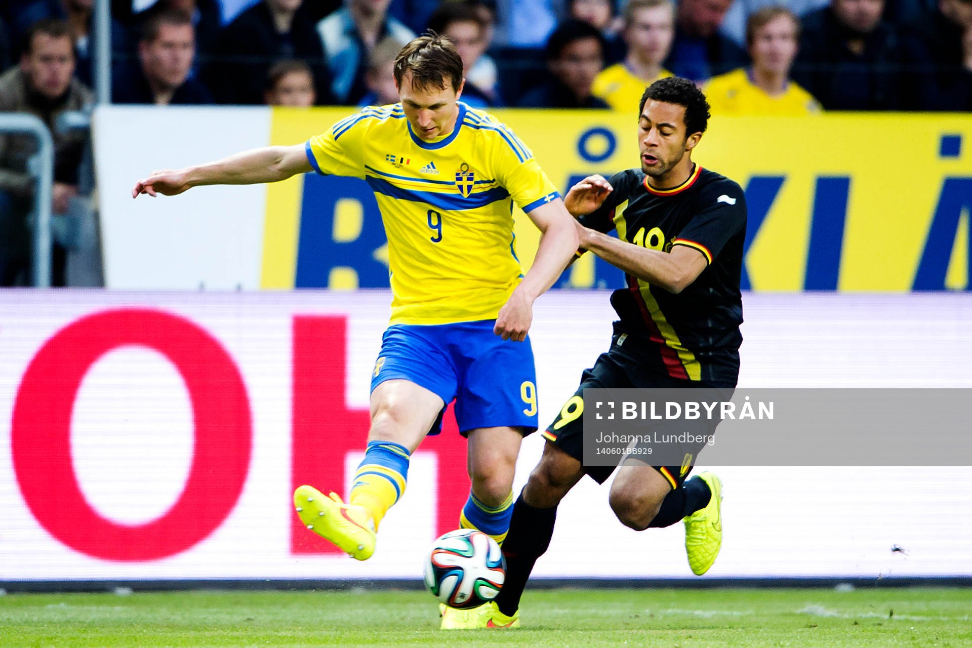 under fotbollslandskampen mellan Sverige och Belgien