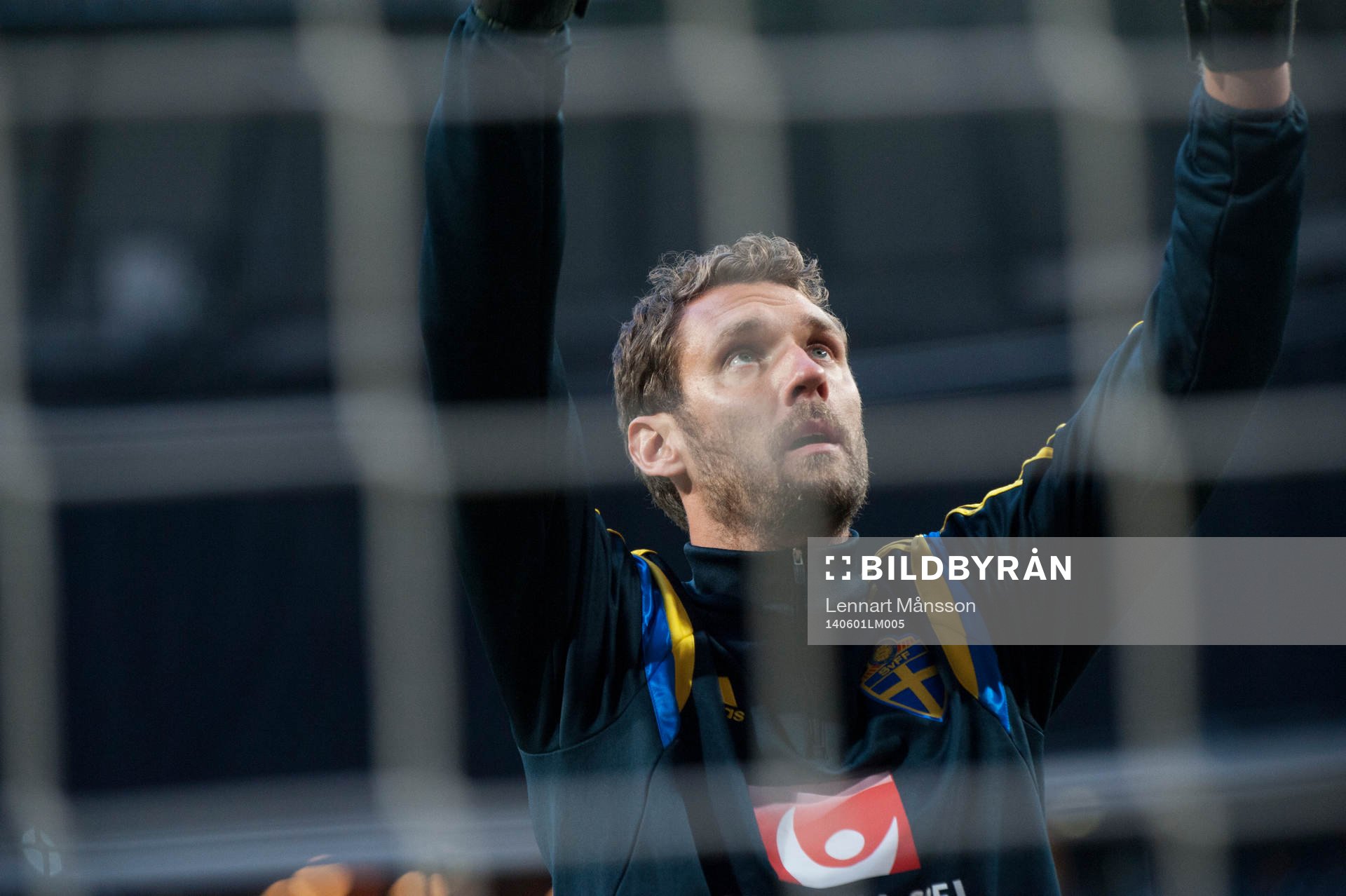 Sveriges målvakt Andreas Isaksson träningslandskampen i