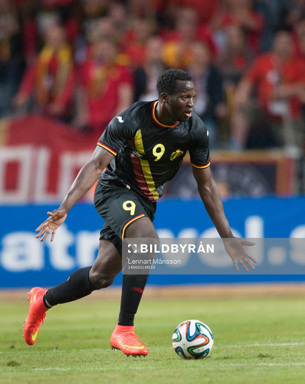 Belgiens Romelu Lukaku i träningslandskampen i mellan