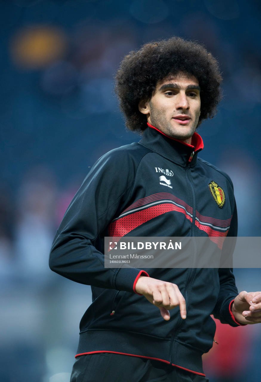 Belgiens Marouane Fellaini  i träningslandskampen i mellan