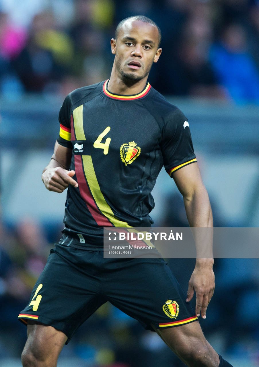 Belgiens Vincent Kompany  i träningslandskampen i mellan