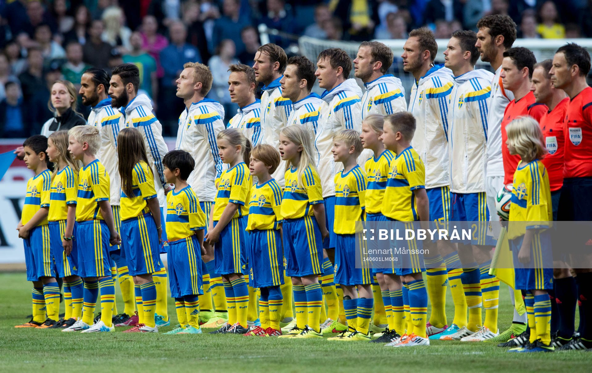 Sveriges landslag vid line up i träningslandskampen i