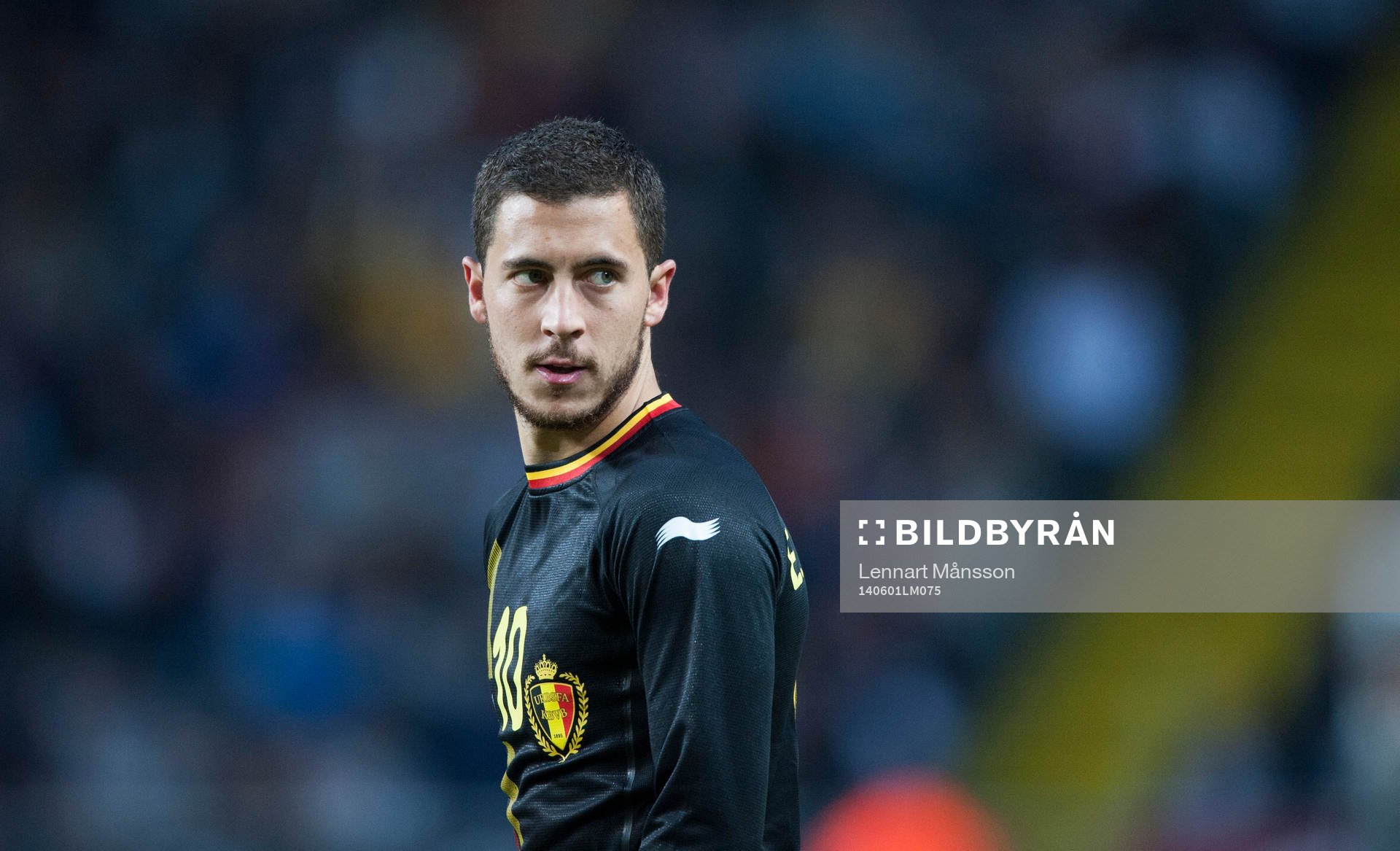 Belgiens Eden Hazard i träningslandskampen i mellan