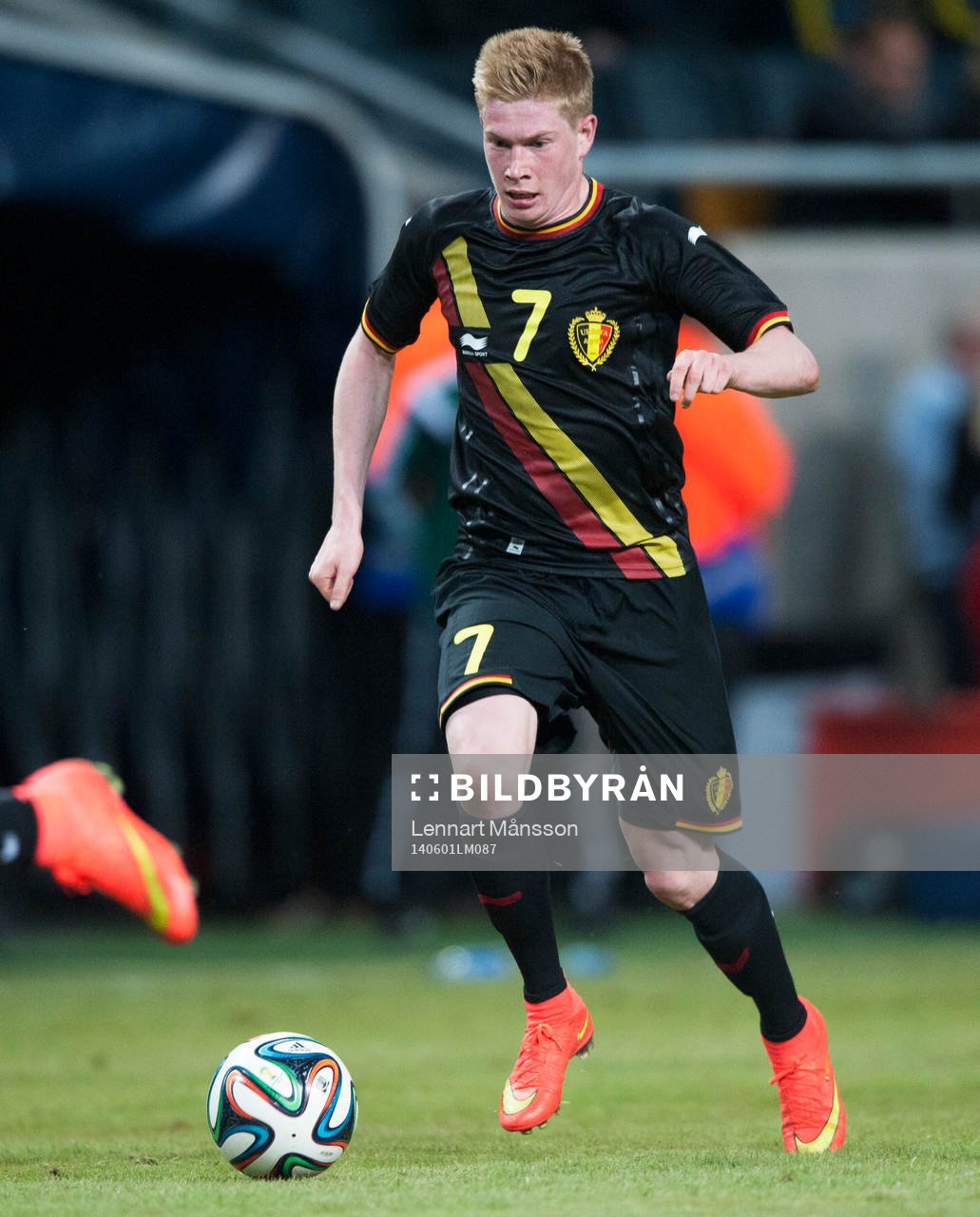Belgiens Kevin De Bruyne i träningslandskampen i mellan