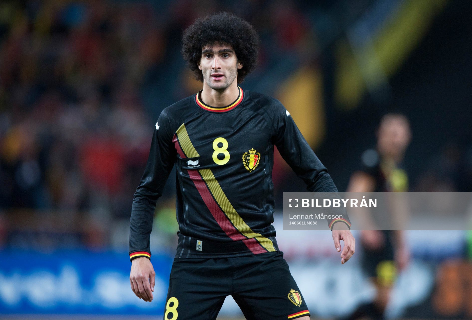 Belgiens Marouane Fellaini  i träningslandskampen i mellan
