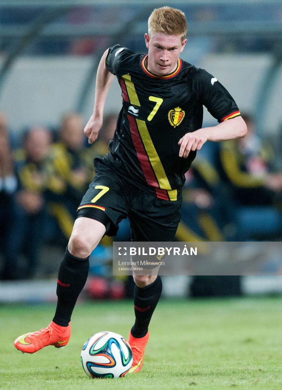 Belgiens Kevin De Bruyne i träningslandskampen i mellan