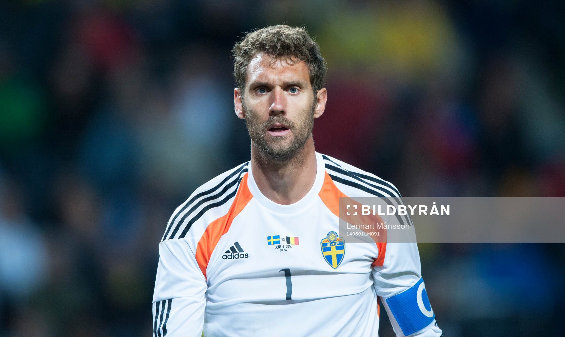 Sveriges målvakt Andreas Isaksson i träningslandskampen i