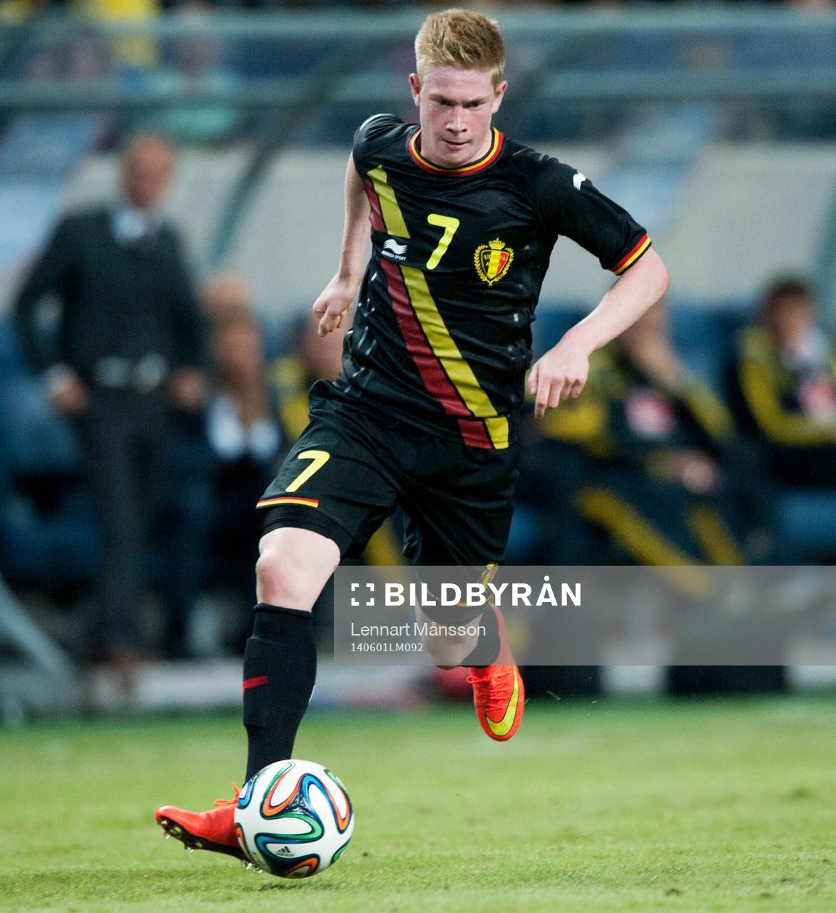 Belgiens Kevin De Bruyne i träningslandskampen i mellan