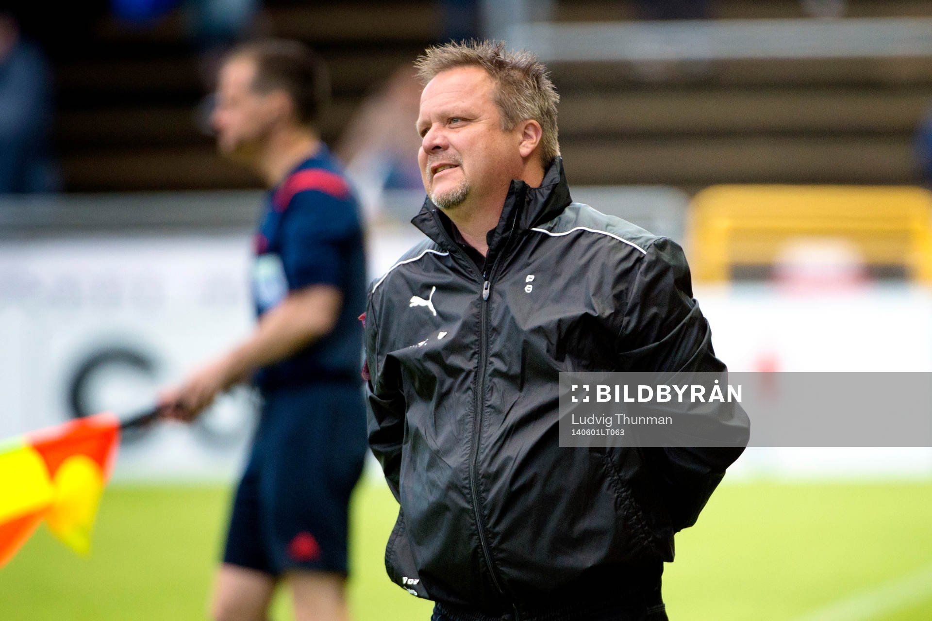 Helsingborgs tränare Roar Hansen under matchen i Allsvenskan mellan Helsingborg och Falkenberg den 1 juni 2014 i Helsingborg. 