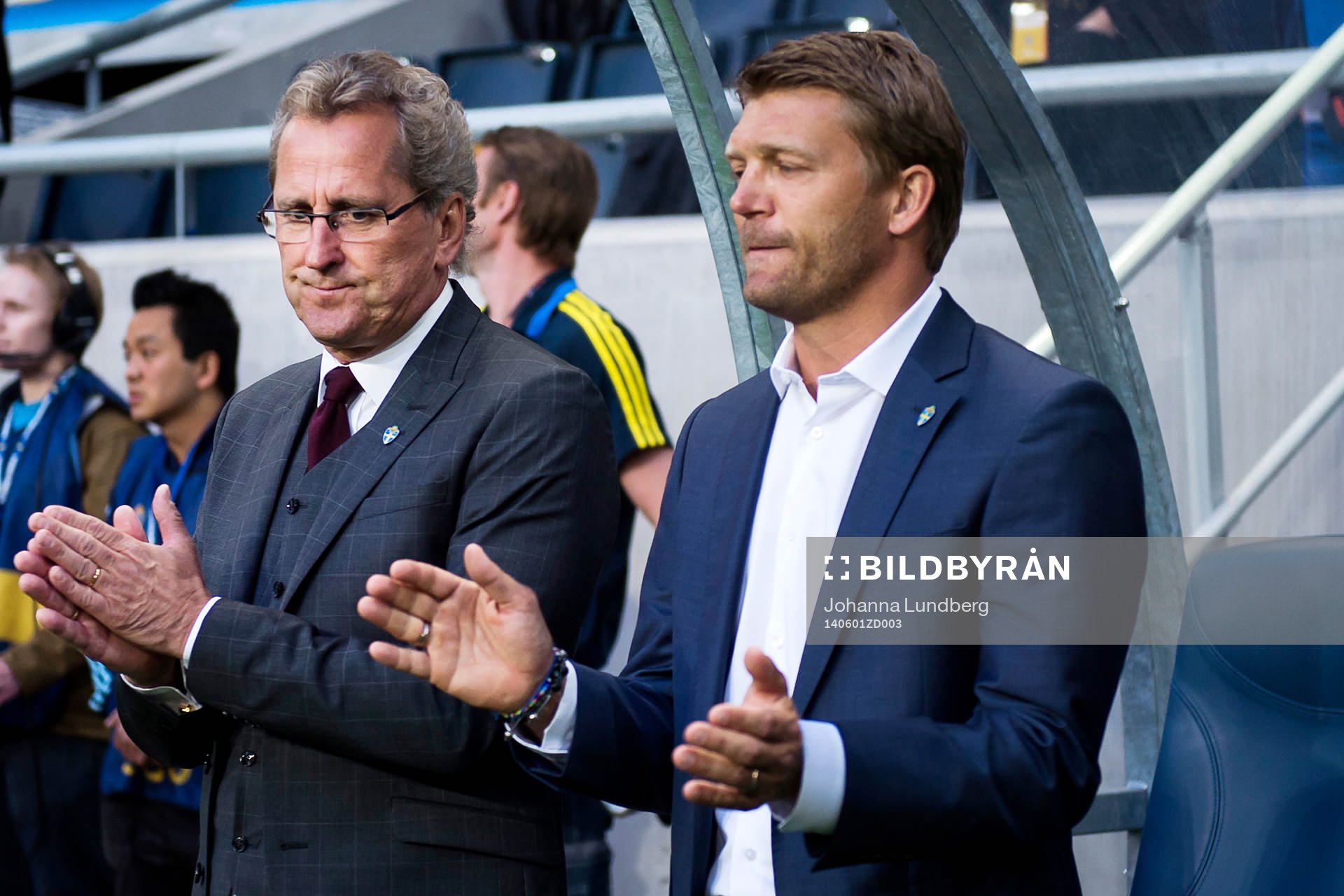 Sveriges förbundskapten Erik Hamrén och players manager