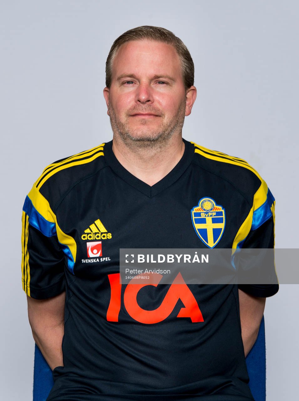U21 Sveriges Tommie Nilsson, Kit manager poserar för ett porträtt under en fotografering den 8 juni 2014 i Trelleborg. 