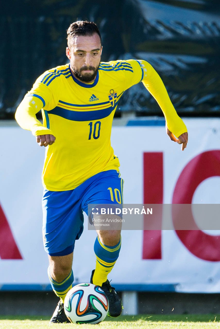 Sveriges Abdulrahman Khalili under U21 fotbollslandskampen mellan Sverige och Slovakien den 9 juni 2014 i Trelleborg.