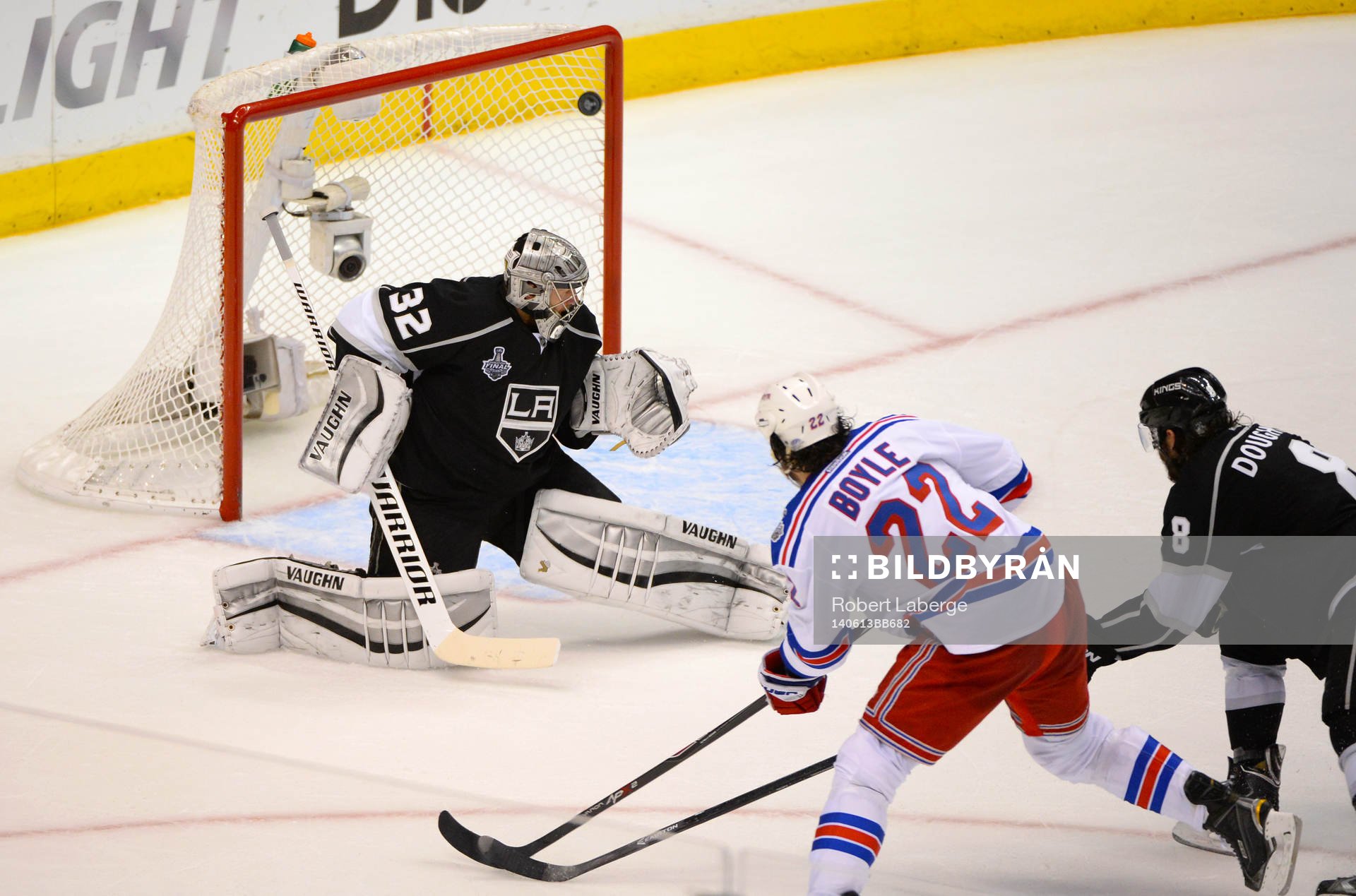New York Rangers Center Bryan Boyle scores a goal against