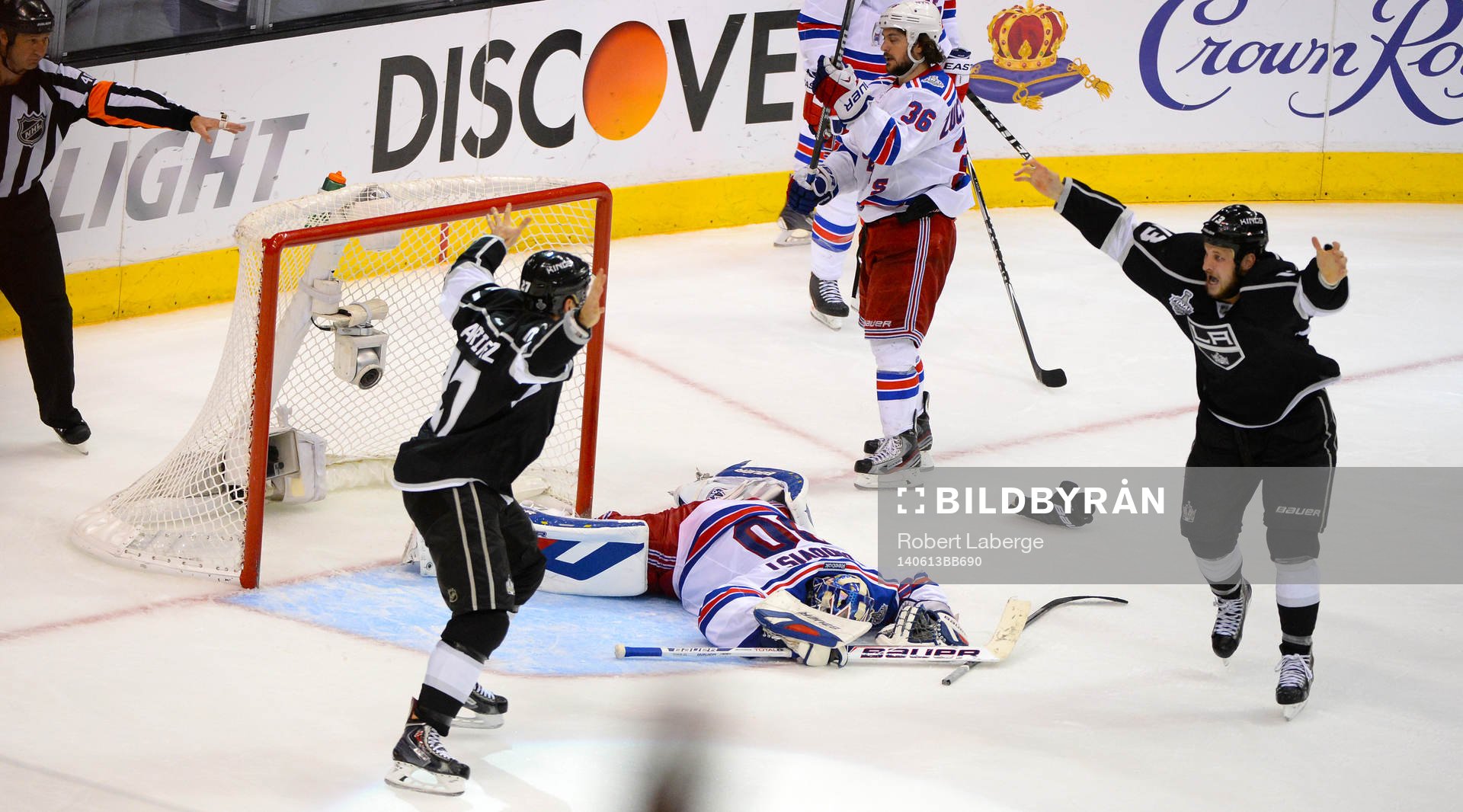 New York Rangers goaltender Henrik Lundqvist lies