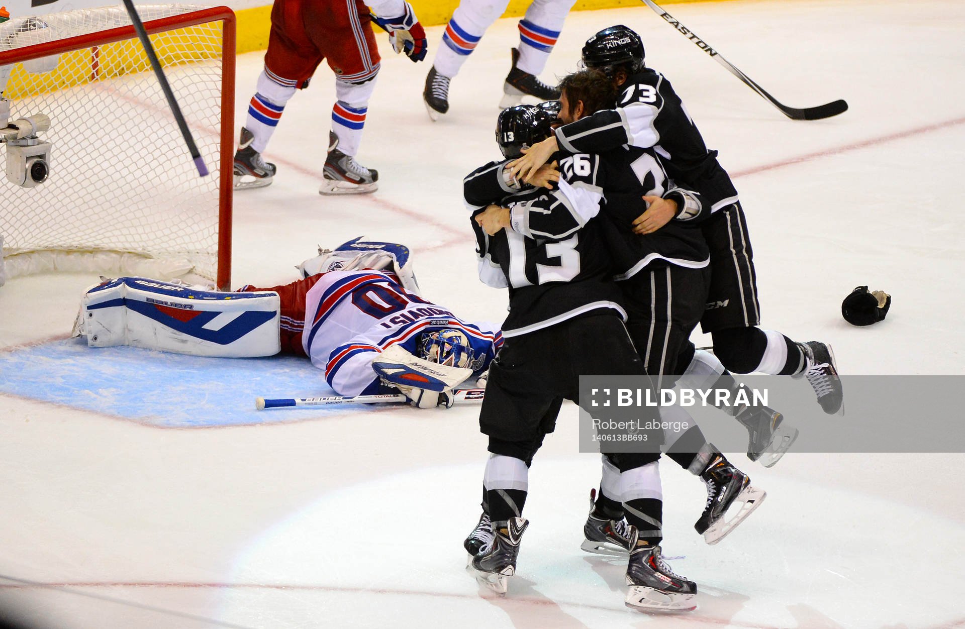 New York Rangers goaltender Henrik Lundqvist lies